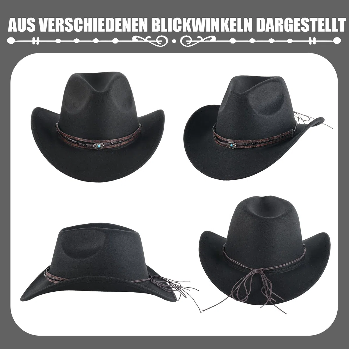 Zweiteiliges Set aus Cowboyhut und Kopftuch für Damen und Herren, Vintage-Cowboy-Accessoires, Outdoor-Hut mit breiter Krempe, ideal für Partys. Das Set enthält einen Vintage-Cowboyhut und ein Kopftuch