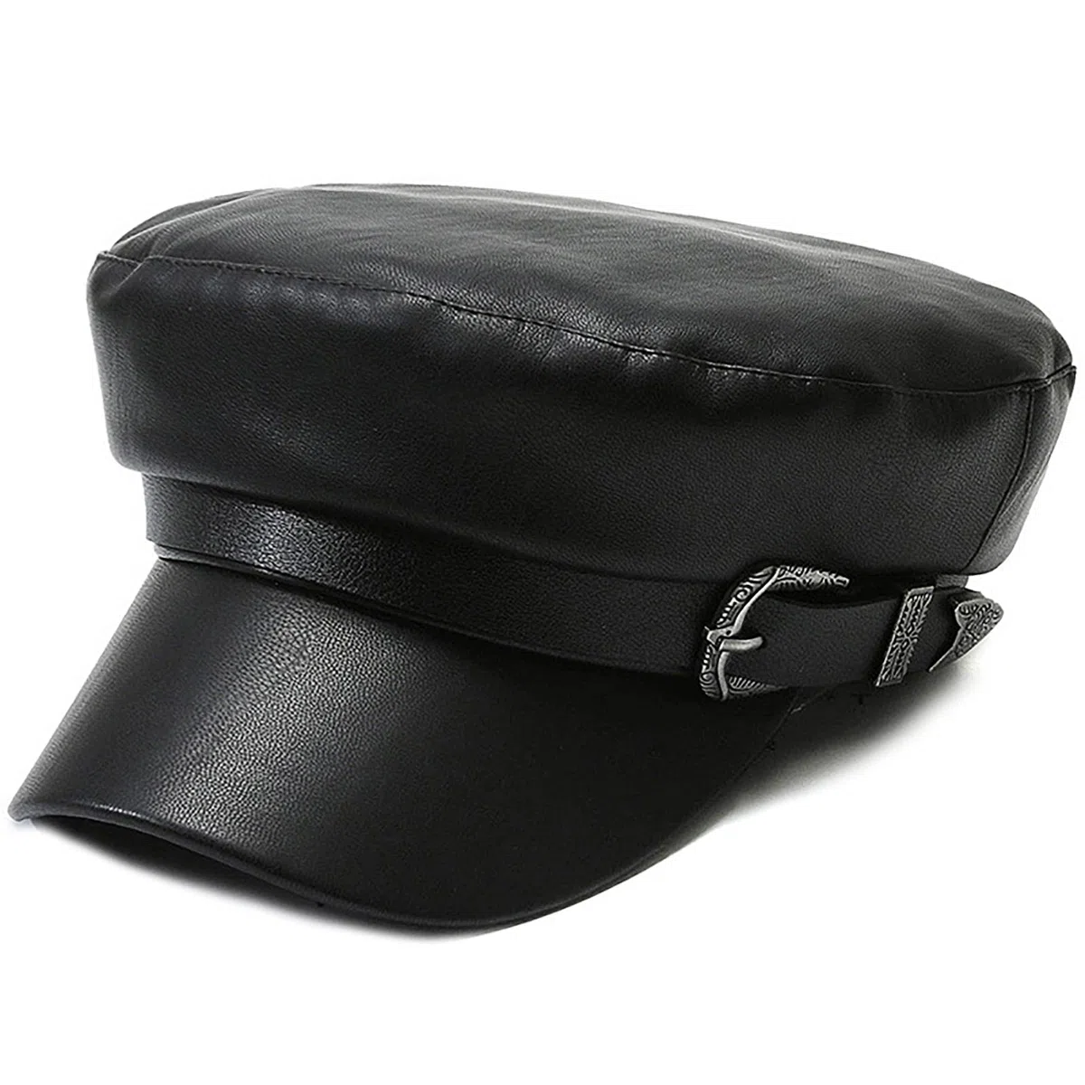 XYIYI Damen Fiddler Cap Newsboy Hut PU Leder Visor Baskenmütze Cap Paperboy Gatsby Hut