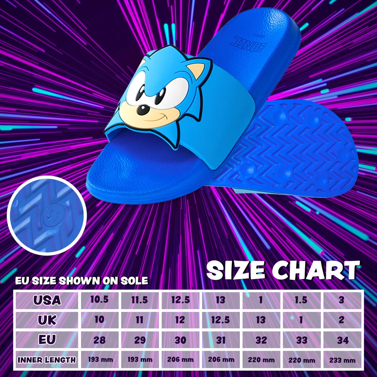 Sonic the Hedgehog Badelatschen Sommer | Badeschuhe für Jungen und Mädchen in der Größe 28-34 |