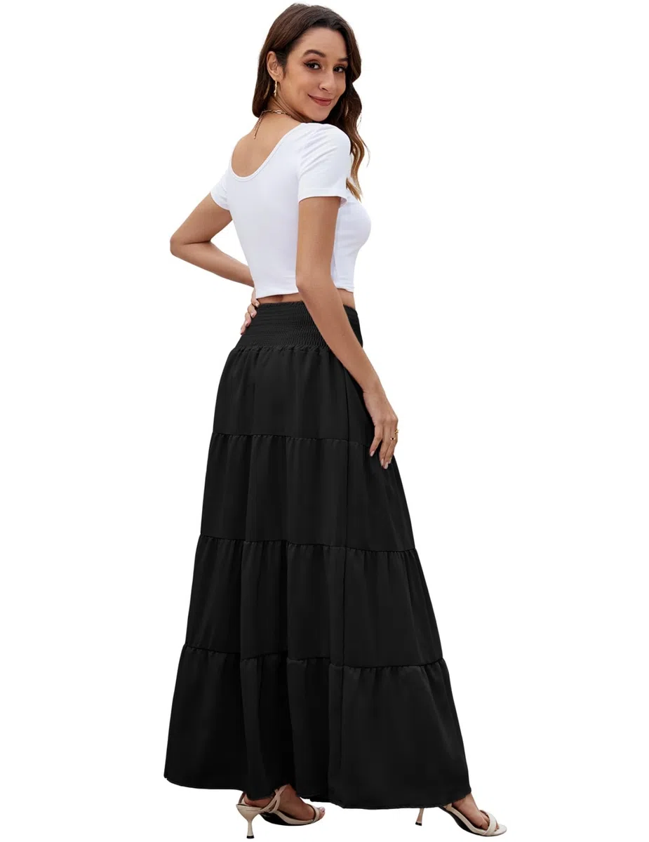 Rock Lang Damen 2 in 1 Sommerrock Elastische Taille und Elegante Strandrock Geeignet für Lässige Strandszenen S-XXL