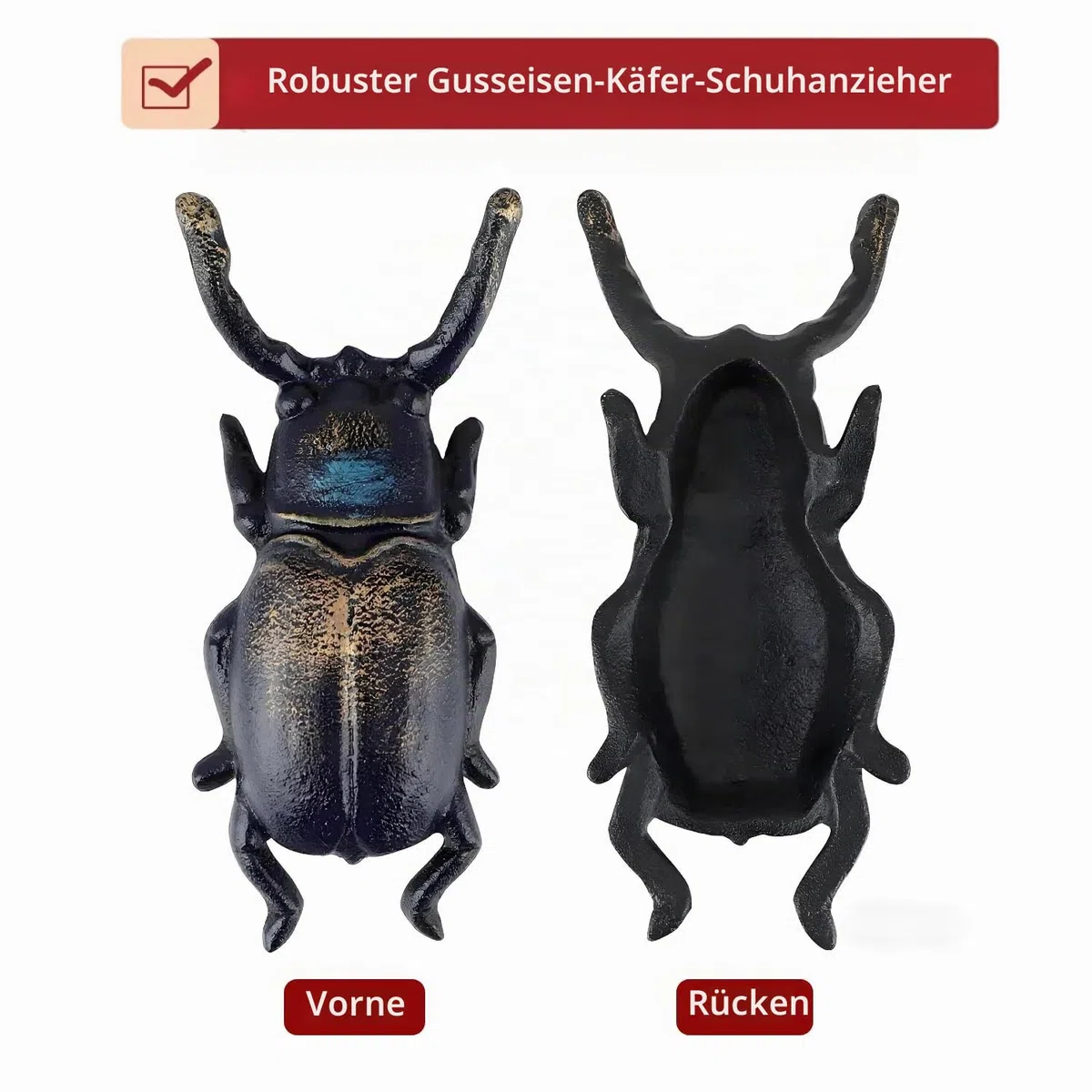 Beetle Schuhentferner, robuster Gusseisen-Stiefelwagenheber, Coleoptera Gummistiefelzieher zum Entfernen von schlammigen Gummistiefeln und Stiefeln