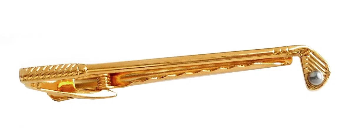 Krawattennadel Golf Schläger vergoldet mit silbernen Ball 6,5 cm lang m.i. Germany inkl. Geschenkbox - Schmuck für die Seidenkrawatte