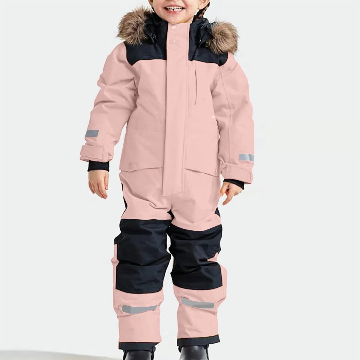 KQIVAM Schneeanzug Kinder Unisex Skianzug Verdickt Warm Skioverall Winter Warme Skianzüge mit Kapuze Schneeoverall Wasserdicht Winddicht Winteranzug Outdoor Thermo Einteiliges Schneeanzüge