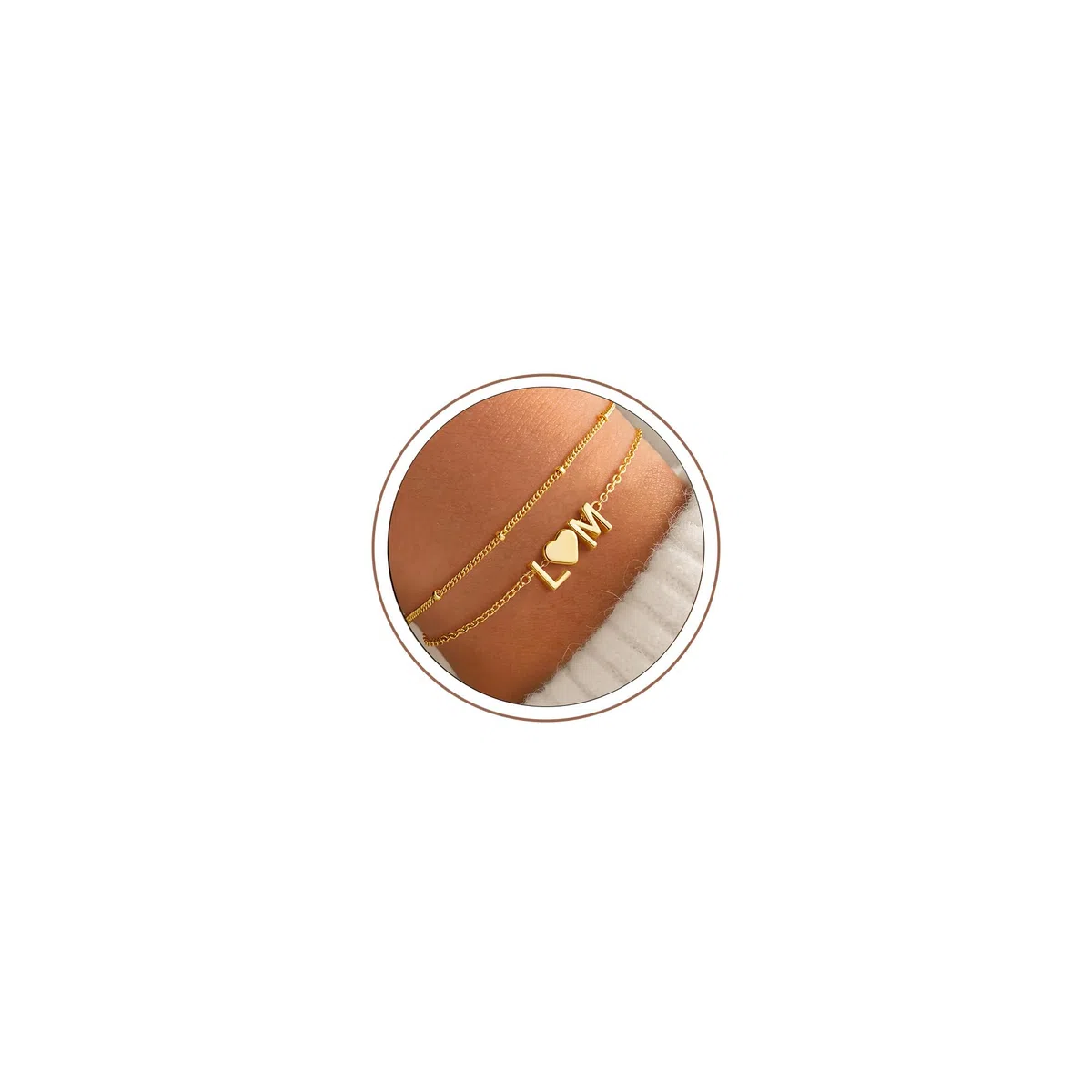 Turandoss Herz Armband mit Buchstaben Damen Gold, 14K Vergoldete 2 Buchstaben Armband Herz Armbänder Damen, Geschenke für Frauen Teenager Mädchen Freundin Mama Schmuck