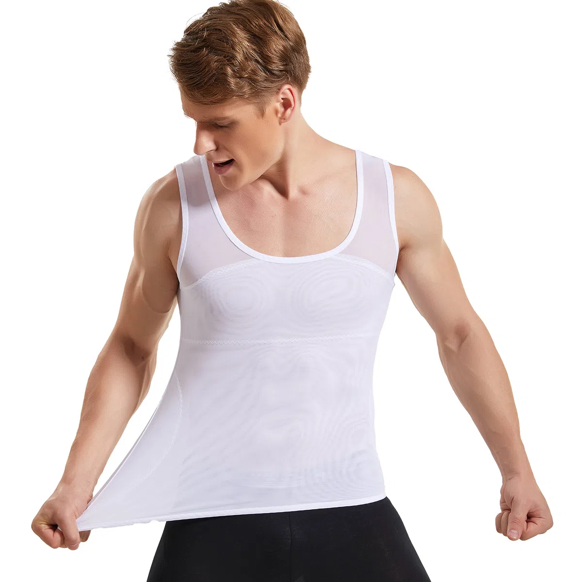 HANERDUN Kompressionsunterwäsche Tank Top Herren | Bauchweg Body Shaper Figurformendes Unterhemd für Männer | Sport Fitness Bodyshaper