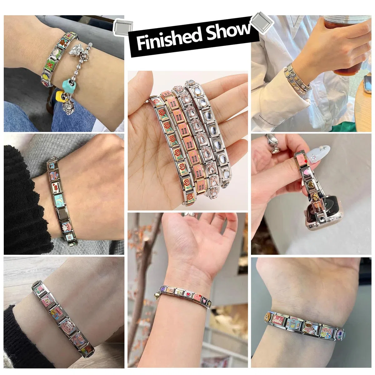 Loozykit Italian Charm Bracelet Charms Set Gold Silber 10pcs Italian Charms Set mit Öffnungswerkzeug Armband Abnehmbar 9mm charms für Italienische Armbänder DIY Geschenk