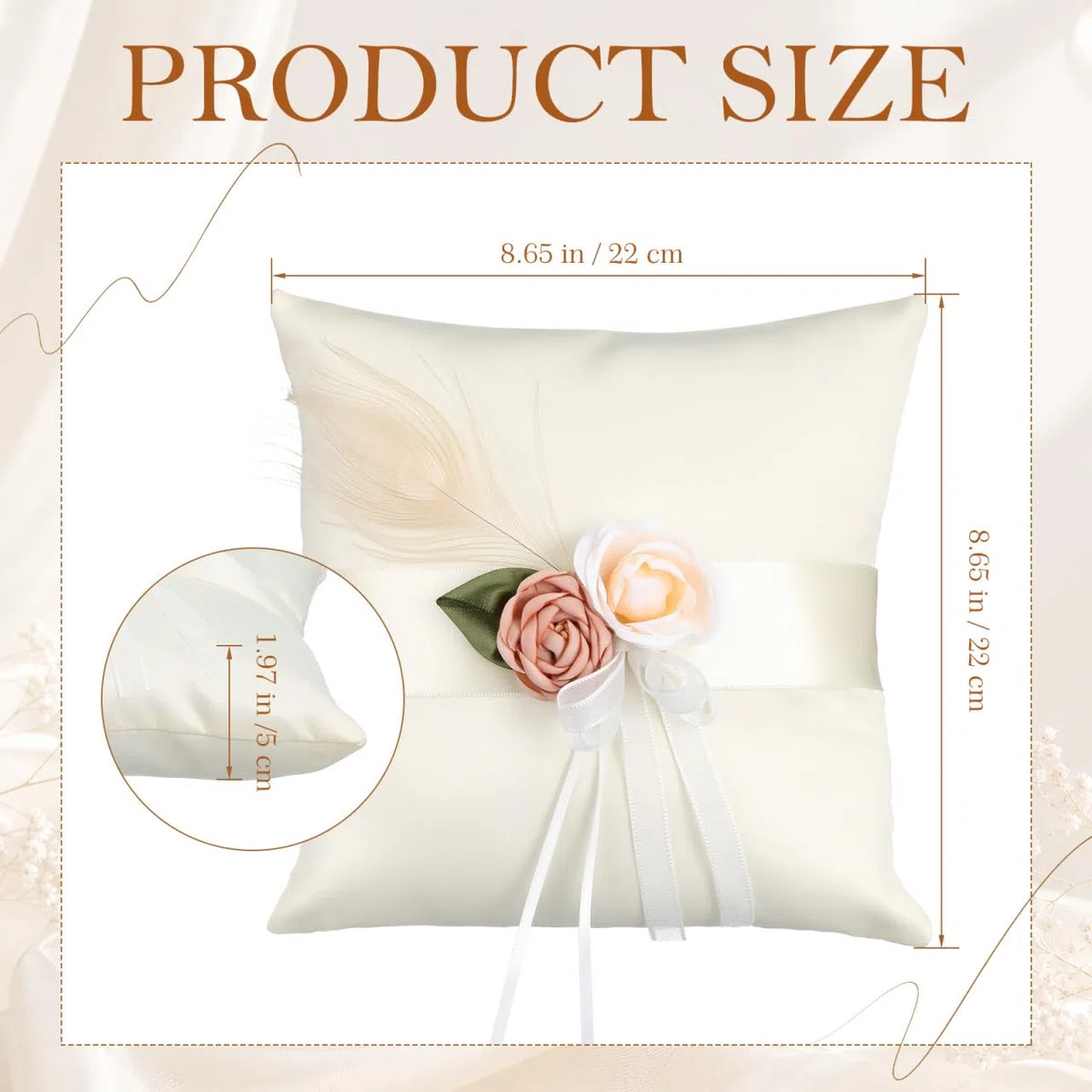 CLISPEED Satin Ringkissen zur Hochzeit Kleines Florales Ringhalter Kissen aus Weichem Satin Brautringkissen für Zeremonie und Schmuck
