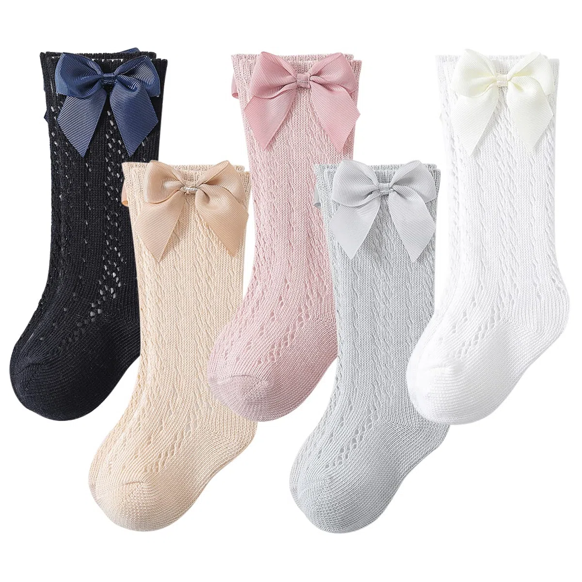 5-Pack Baumwolle Kniestrümpfe Socken Baby Mädchen Socken Bogen Kniestrumpf Schuluniform Socken 0-5 Jahre