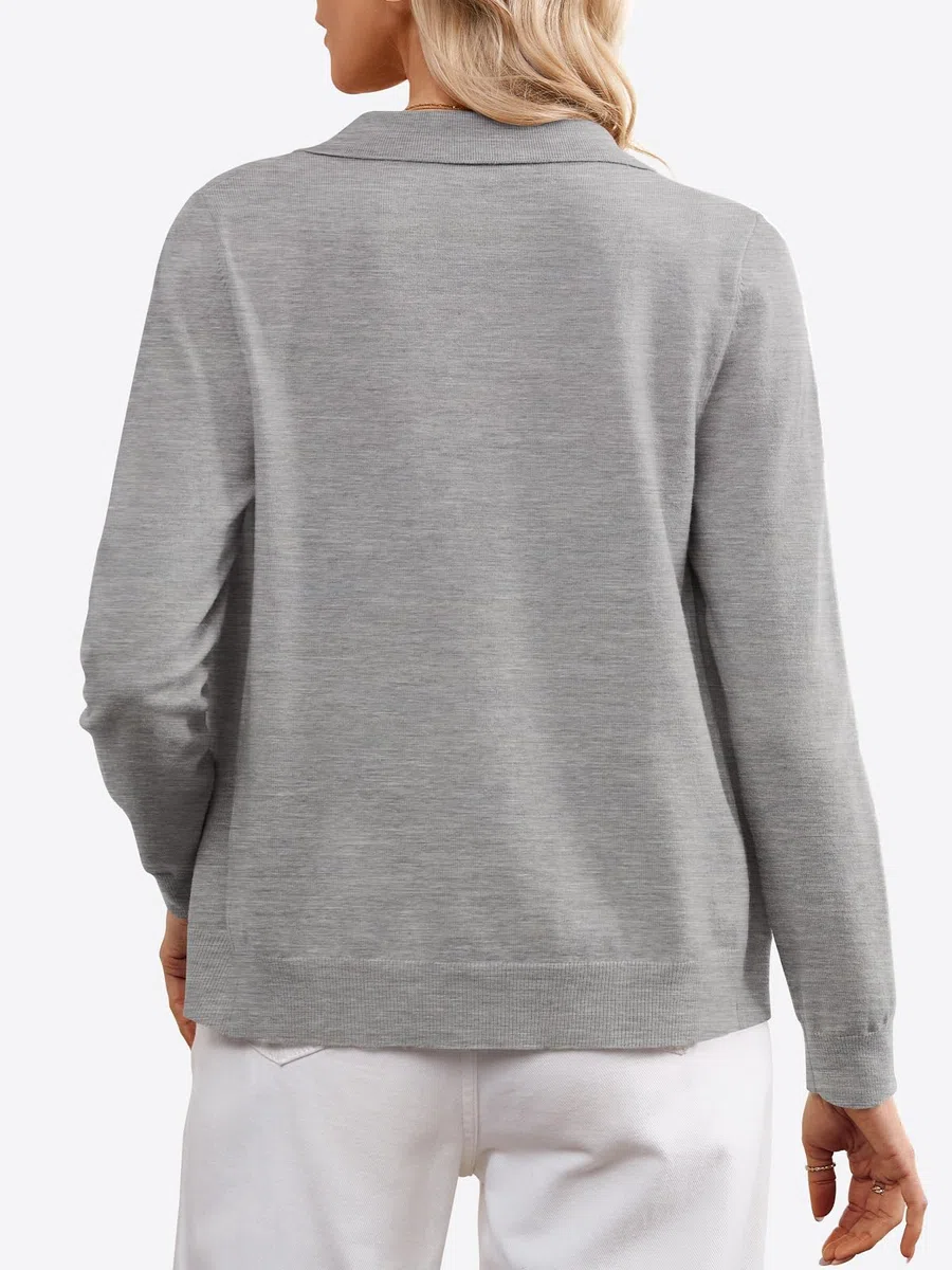 Cicy Bell Strickjacke Damen Kurz Leichte Langarm Cardigan Dünne Elegant Rundhals Tops Casual Basic Strickweste Knopfleiste Pullover