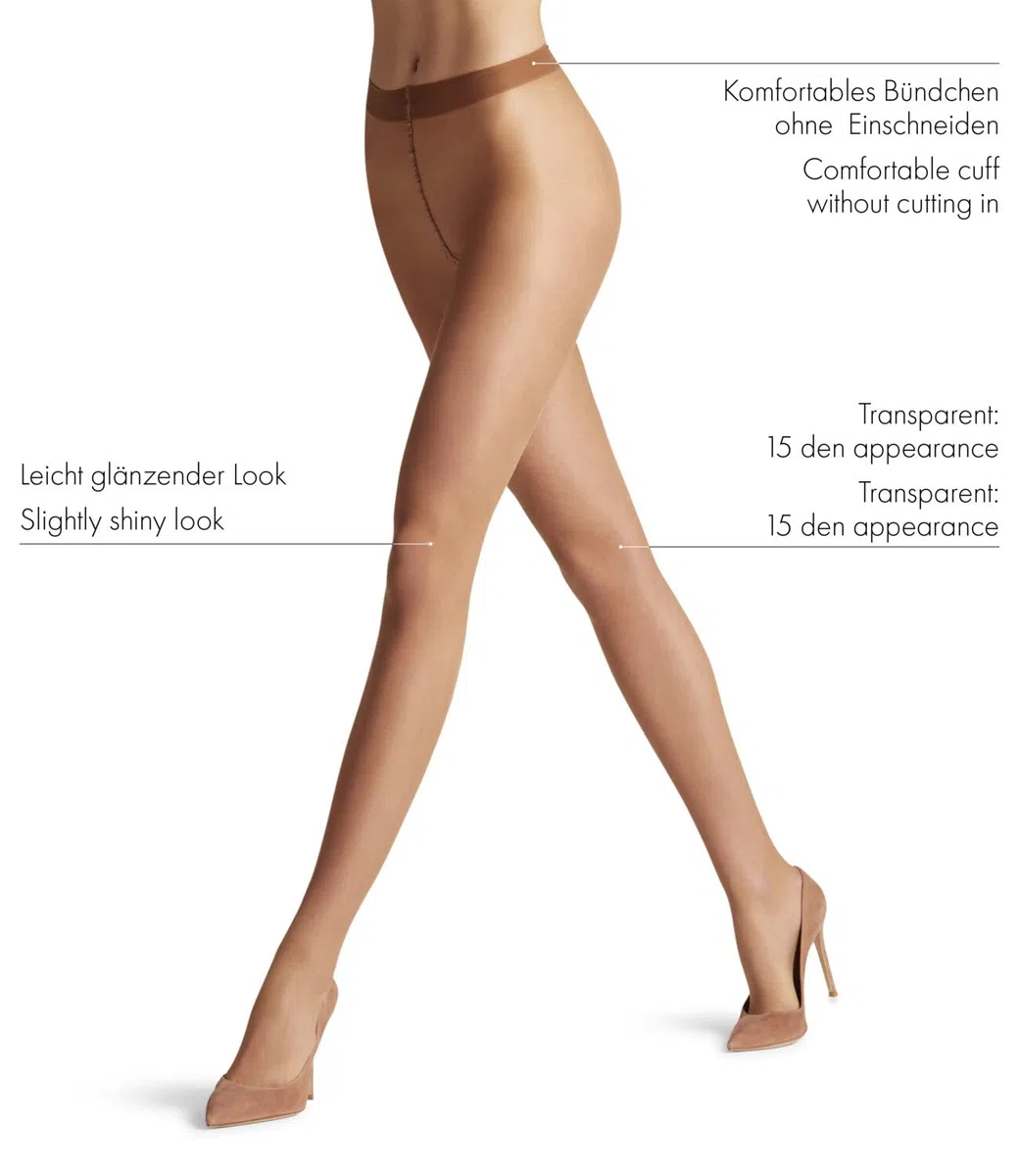 FALKE Damen Seidenglatt 15 DEN Strumpfhose feines weiches nachhaltiges Material transparent glänzend reißfest druckfreier Komfortbund Feinstrumpfhose verstärkte Fußspitze und feiner Naht 1 Stück