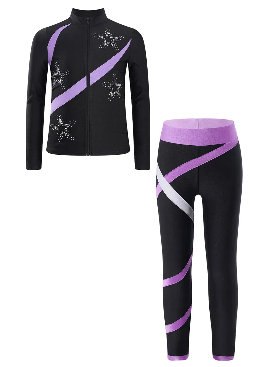Yhong Mädchen Sportanzug Kinder Jogginganzug Sweatjacke +Sport Leggings Trainingsanzug Trikotanzug Yoga Fitness Workout Laufen Tanz