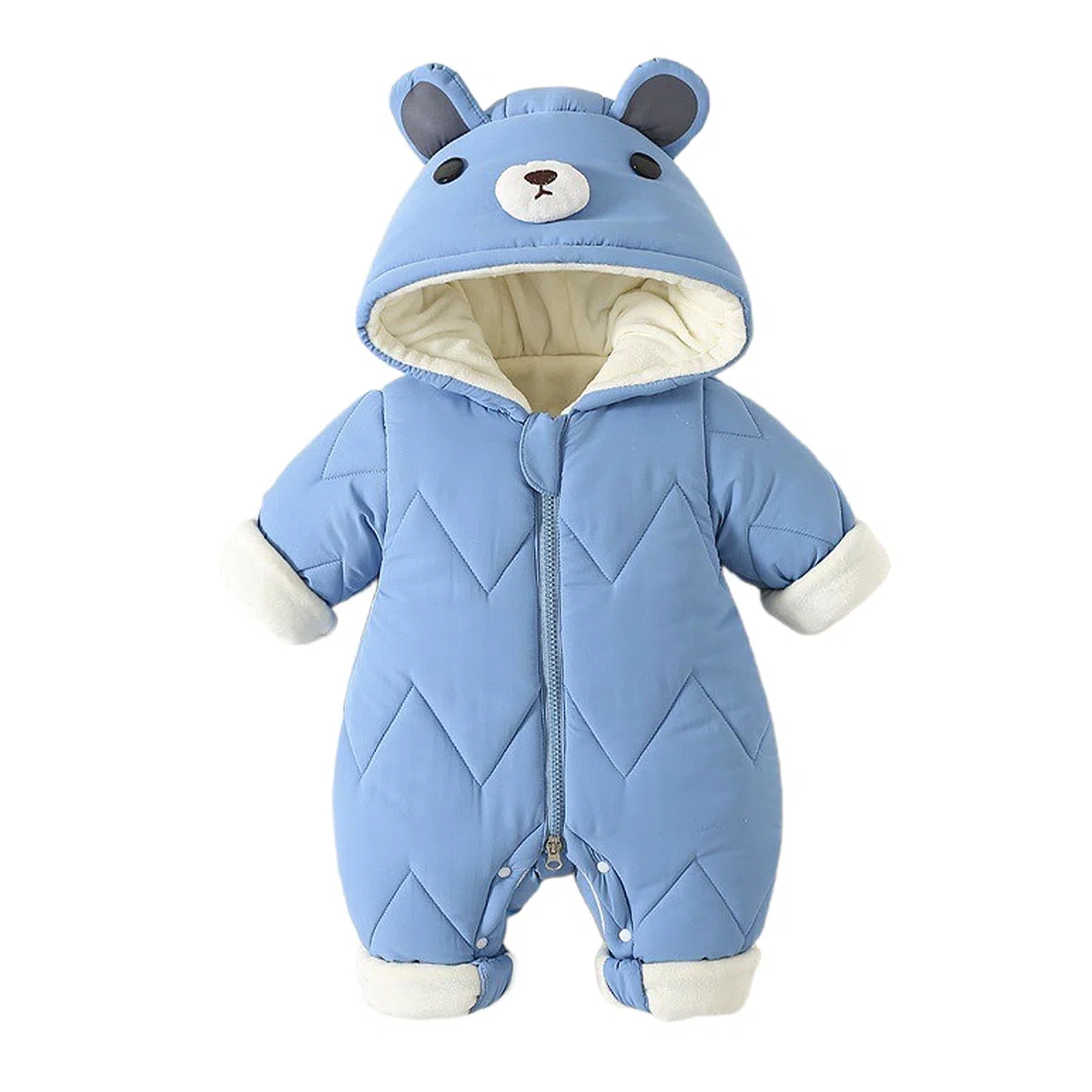 WYTbaby Baby Schneeanzug Warm Einteiliger Winteroverall Mit Kapuze Fleece Jumpsuit für Jungen Mädchen 0-12 Monate