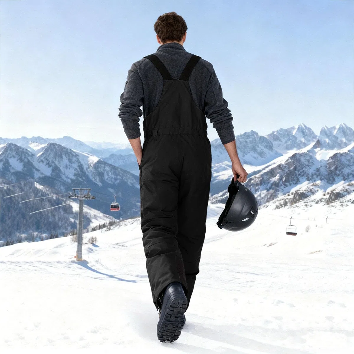 AACH Snowboardhose Herren Ski Latzhose Wasserdicht Baggy Skihose mit Verstellbaren Trägern Schneehose Warme Winddicht Outdoorhose Männer Atmungsaktive Wanderhose Winter Arbeitshose