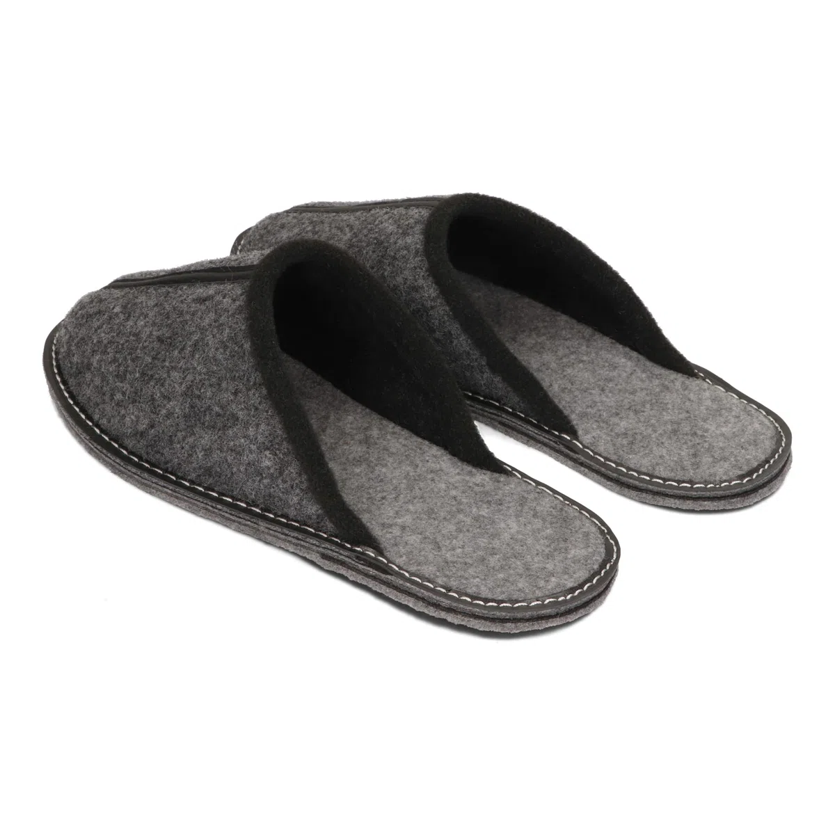 BeComfy Herren Filzpantoffeln Hausschuhe Pantoffel Filz Filzsohle Sehr Leicht Grau Schwarz 40 41 42 43 44 45 46 EU
