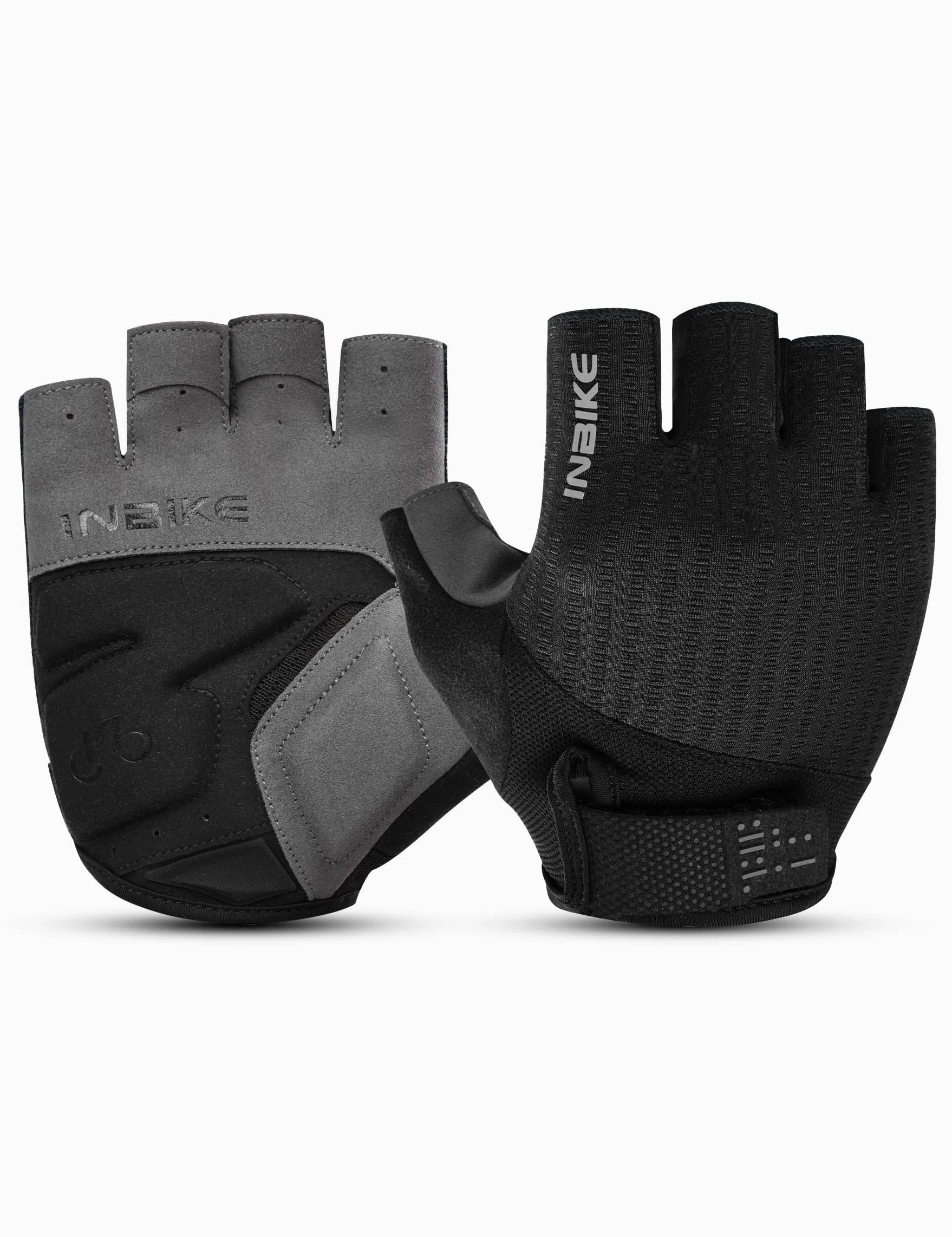 INBIKE Fahrradhandschuhe Herren Halbfinger Sommer Stoßfest Elastisch Atmungsaktiv Reflektierend IHC215