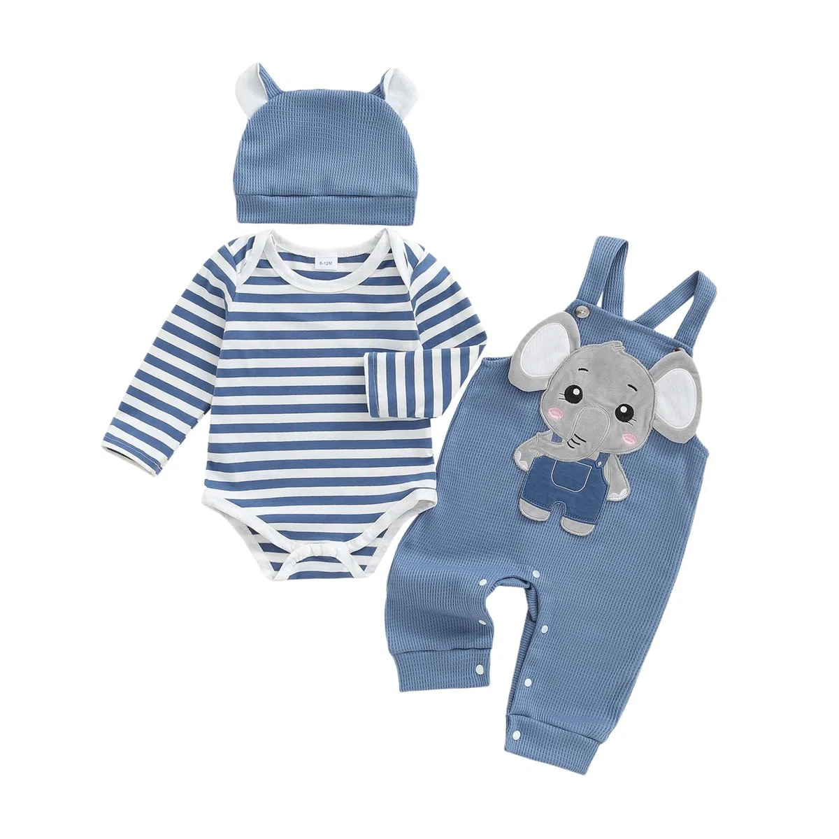 Himllauen Baby Jungen Kleidung Strampler Latzhose und Hut Set 3-teilige Bekleidungssets für Jungen Baby Set Neugeborene Geschenk Baby Klamotten Junge