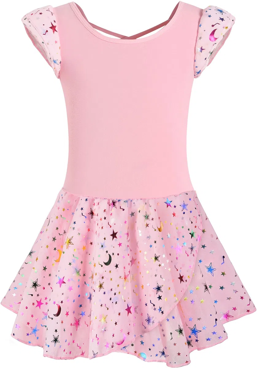 Mädchen Ballet-Leotard Tanz-Tutu-Rock Kleinkind-Tanzoutfit Trainingskleid Kreuzriemen Rücken glänzende Perlen