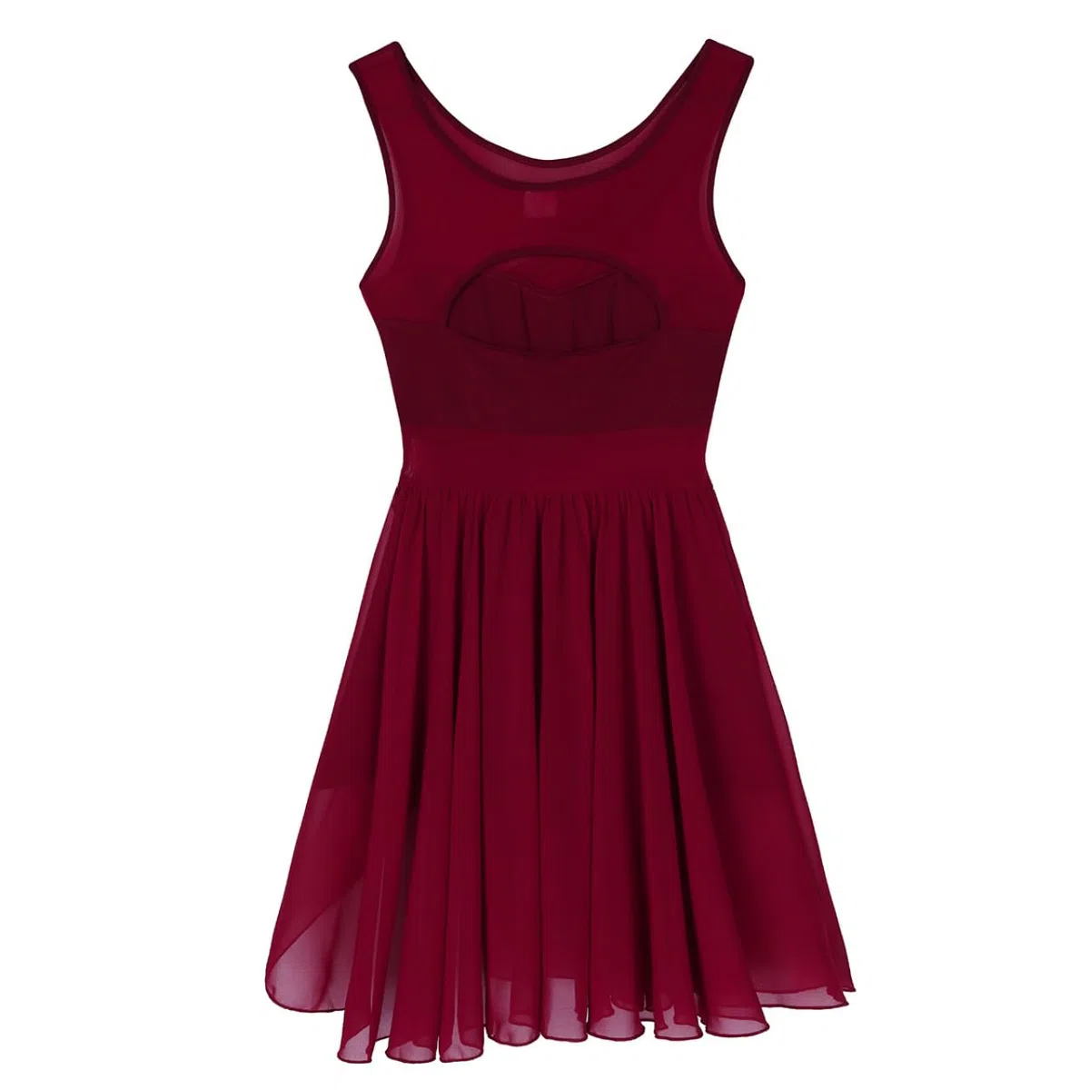 Jugaoge Damen Tanzkleid mit Plissee Ärmellos Ballettkleid Lyrisches Kleid Unregelmäßig Tutu Rock Slip Latein Tango Samba Salsa Bekleidung