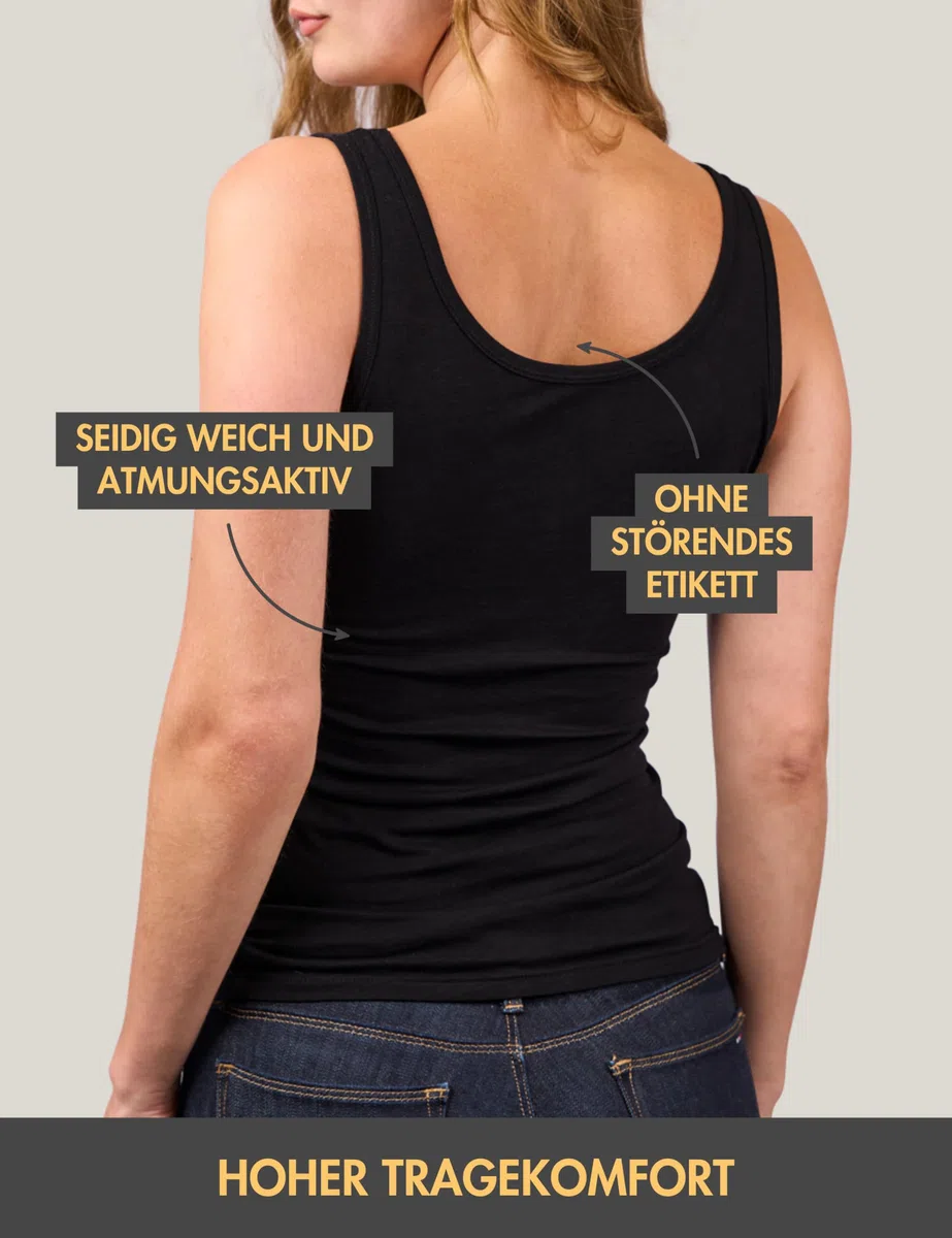 Basic Treasure 3er-Pack Unterhemden Damen Bambus, Spaghetti-/Breitträger