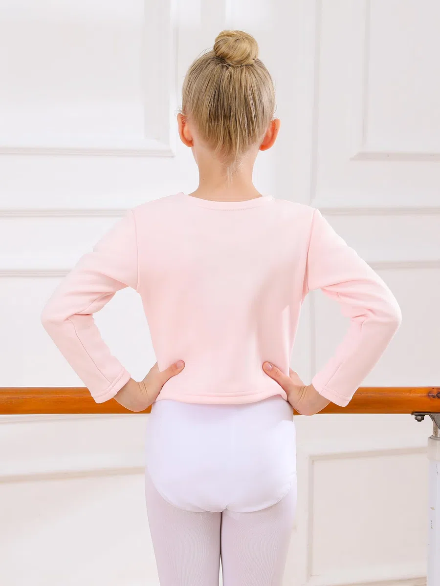 Bezioner Kinder Ballett Wickeljacke Mit Fleece Gymnastik Tanz Ballettjacke Lange Ärmel für Mädchen Damen