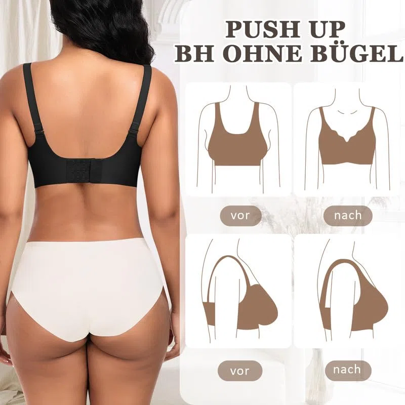 Jiuday BH Damen ohne Bügel Große Brüste Nahtloser Push Up BH Soft Bequemer Seamless Bra T Shirt Bügelloser Gepolstert Klassische Bralette