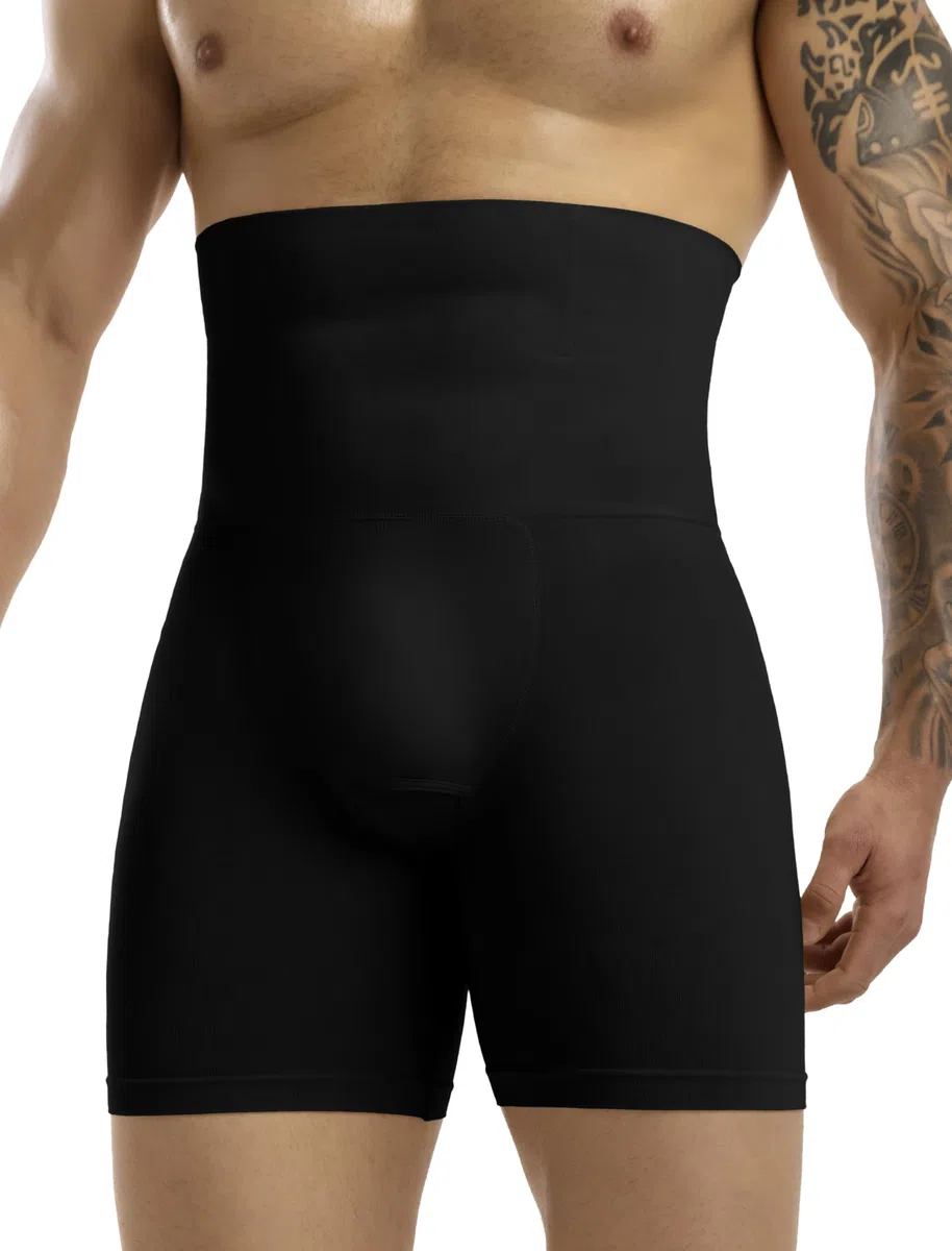 MISS MOLY Shapewear Boxershorts Herren Hohe Taille Kompressionsshorts Nahtloses Figurformende Unterwäsche Herren Body Shaper Bauch Kontrolle Bauch Weg Retroshorts