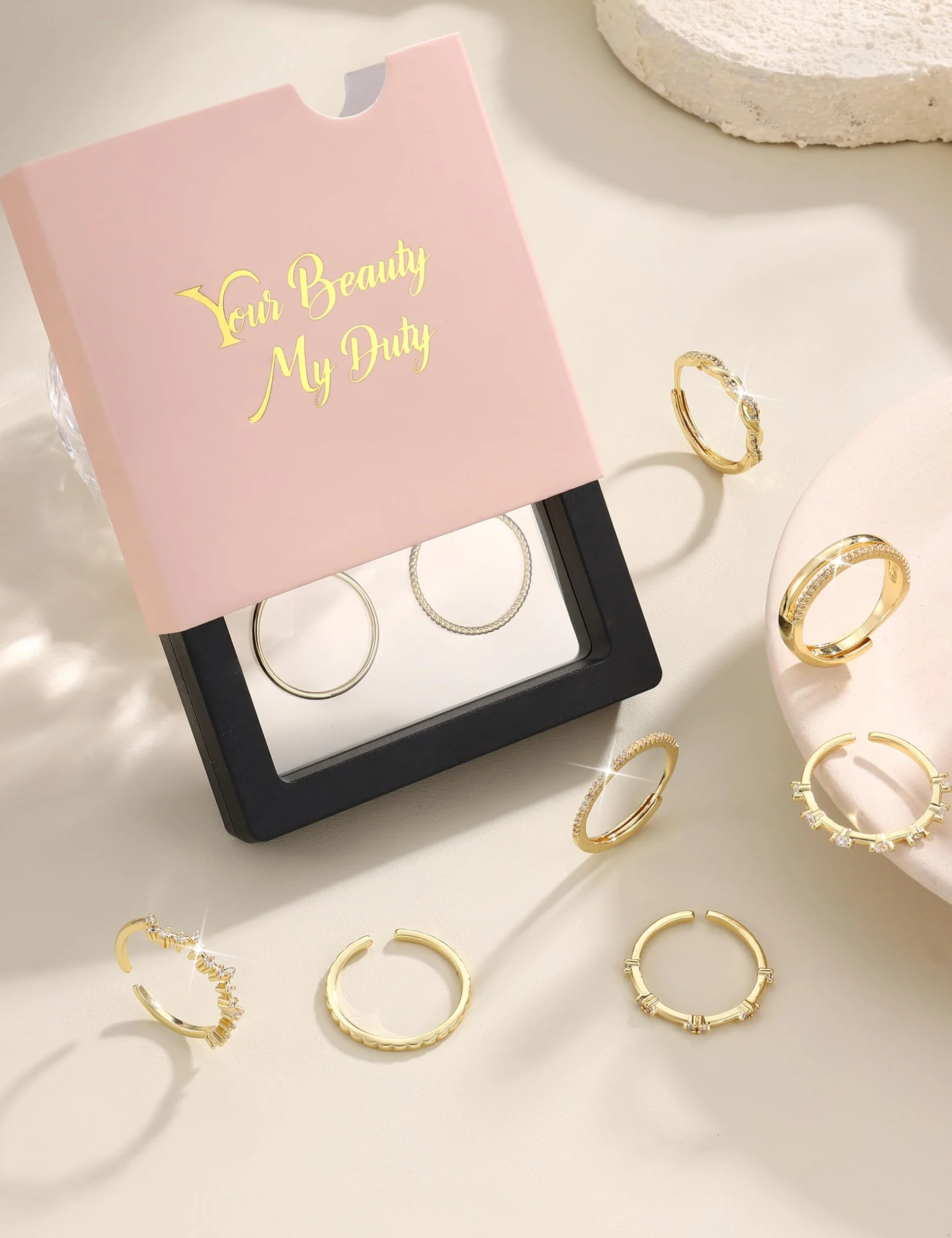 LOLIAS 9 Stück Ringe Gold/Silber Wasserfest Ring Verstellbar Statement Ringe Damen Damenring Daumenringe Fingerring Stapelringe Verlobungsring Promise Ring Set Schmuck