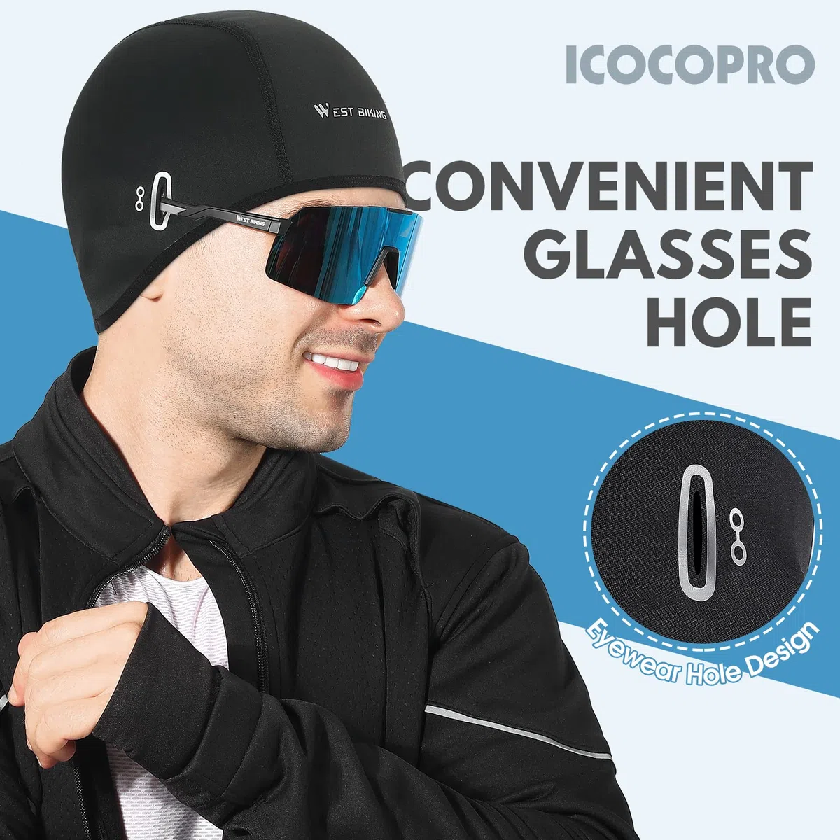 ICOCOPRO Fahrrad Mütze Helm-Unterziehmütze Herren/Damen | Bike Warm Cap | Winddichte Warm Wintermütze | Sport Mütze für Radfahren Skifahren Laufen Snowboarden Outdoor