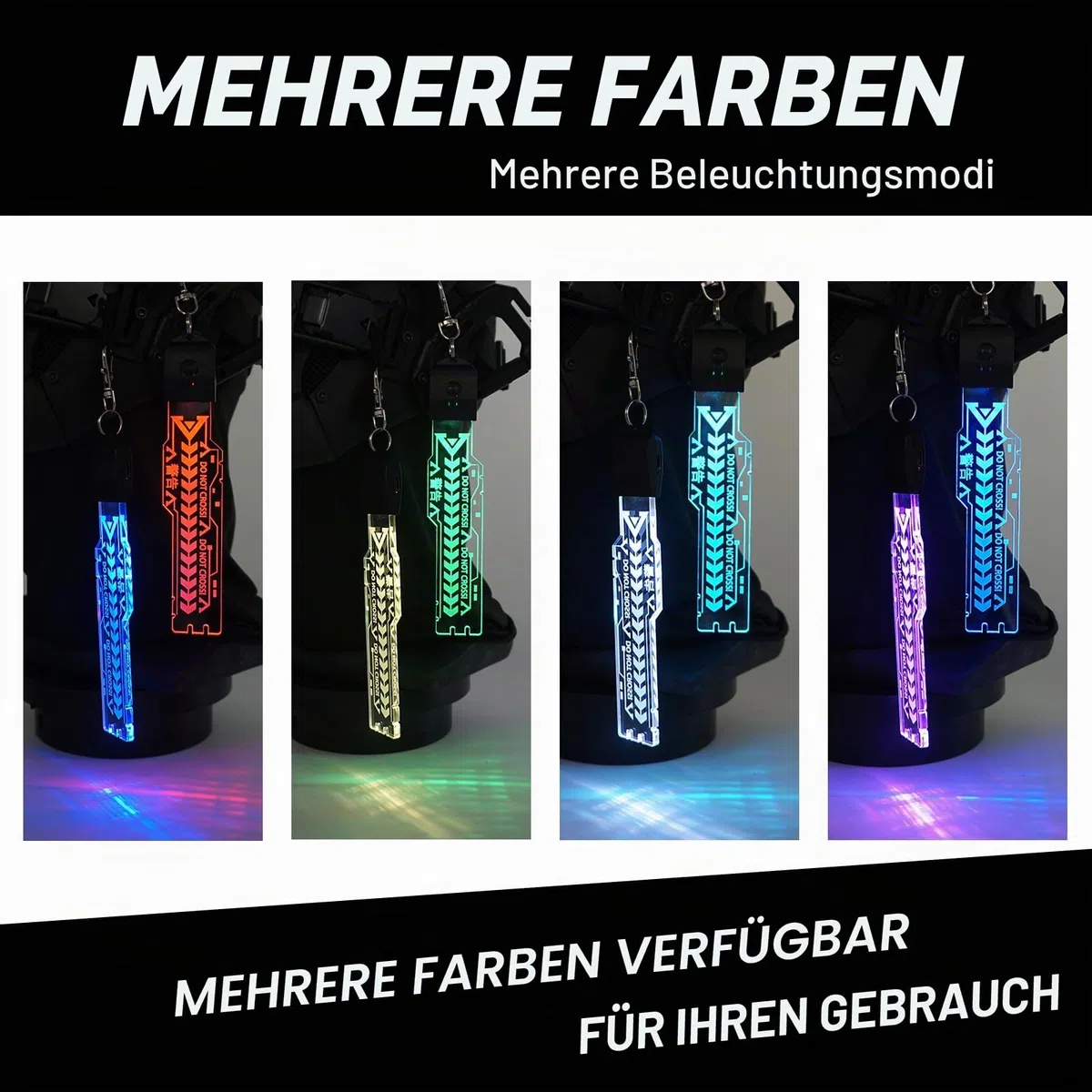 Marikito Punk Anhänger,Techwear accessoires, USB-aufladbar, sieben Farben und drei Lichtmodi, perfekt für techwear maske, Kostüme und Rucksäcke