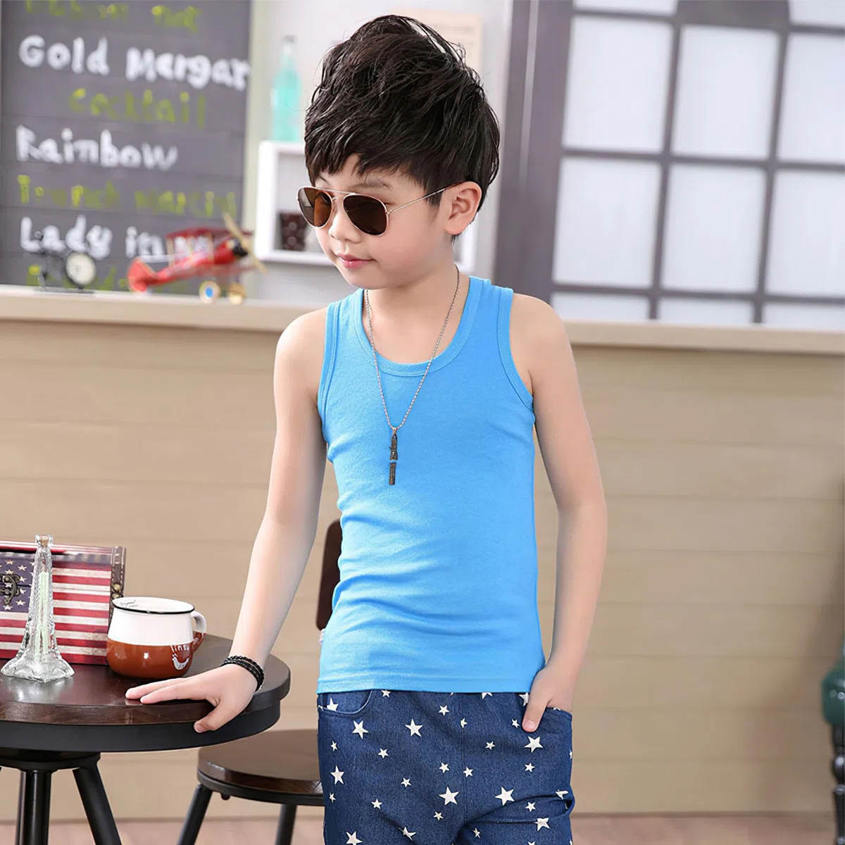 amropi Kinder Mädchen 3 Stück Unterhemden Ärmelloses Tank Top Jungen Sommer Weste 1-9 Jahre