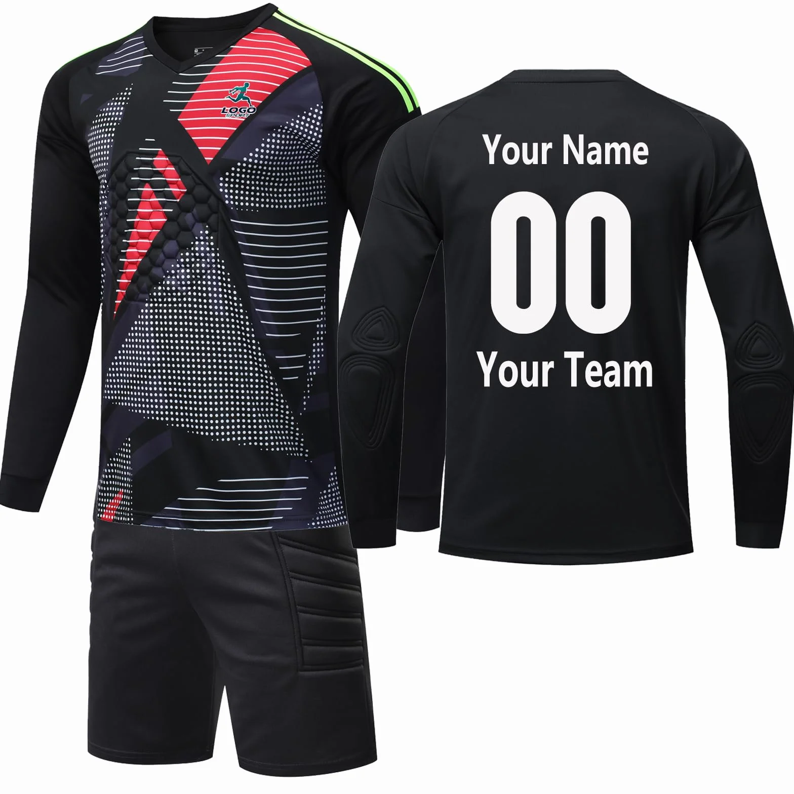 Personalisiertes Torwart-Trikot für Kinder, Teenager, Männer und Frauen, Nummer Erwachsene, Trikot mit Schwamm-Sweatshirt