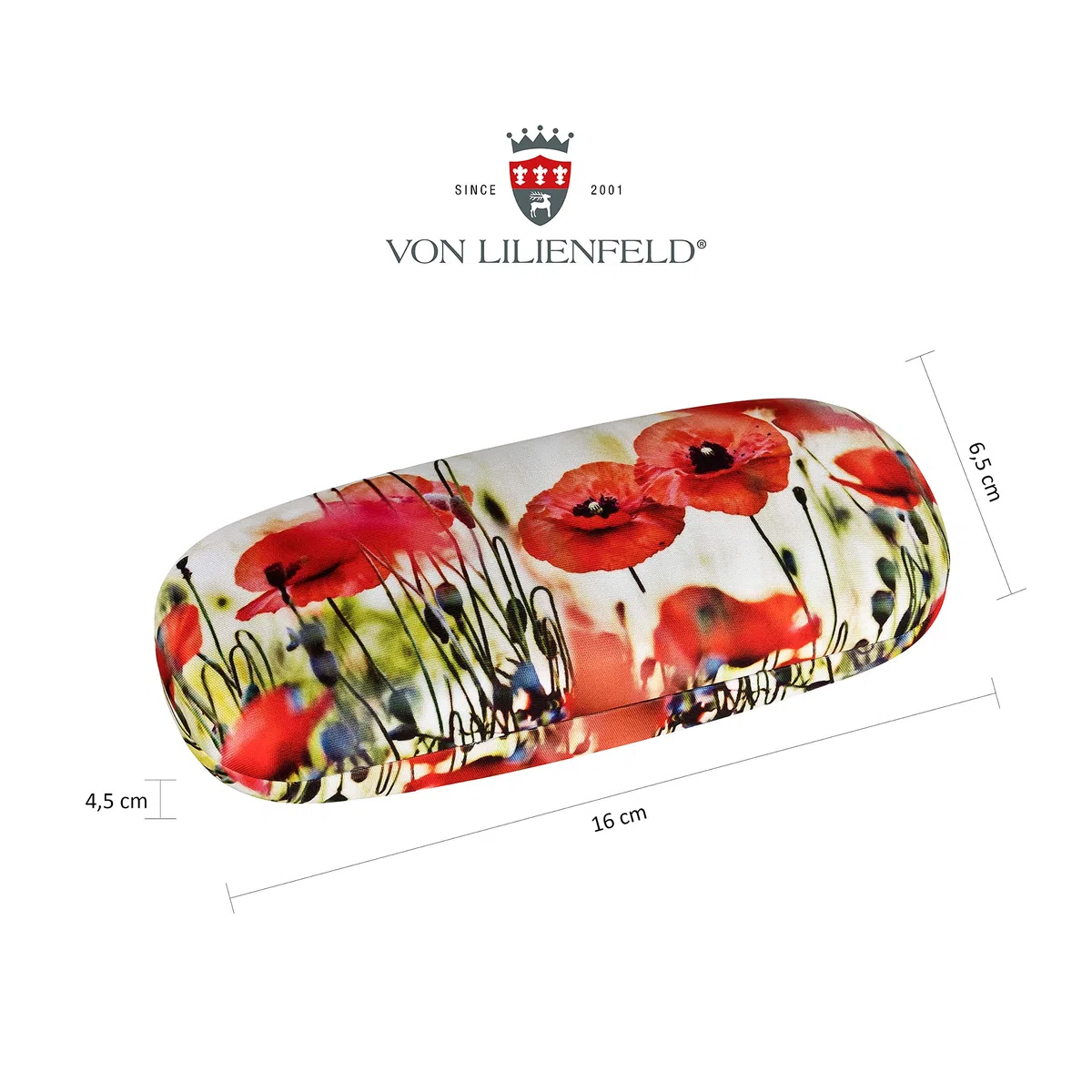 VON LILIENFELD Brillenetui Motiv Etui Brille Mikrofaser Brillenputztuch Brillenbox Stabiles Hardcase Set mit Stoff bezogen