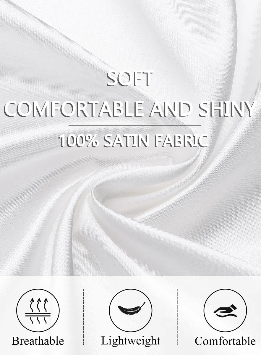 Lovasy Bademantel Damen Satin Kurz Kimono Manschetten aus Spitze Sexy Japanisch Morgenmantel für Damen Braut Team Bride Hochzeit Party Pyjama mit Gürtel