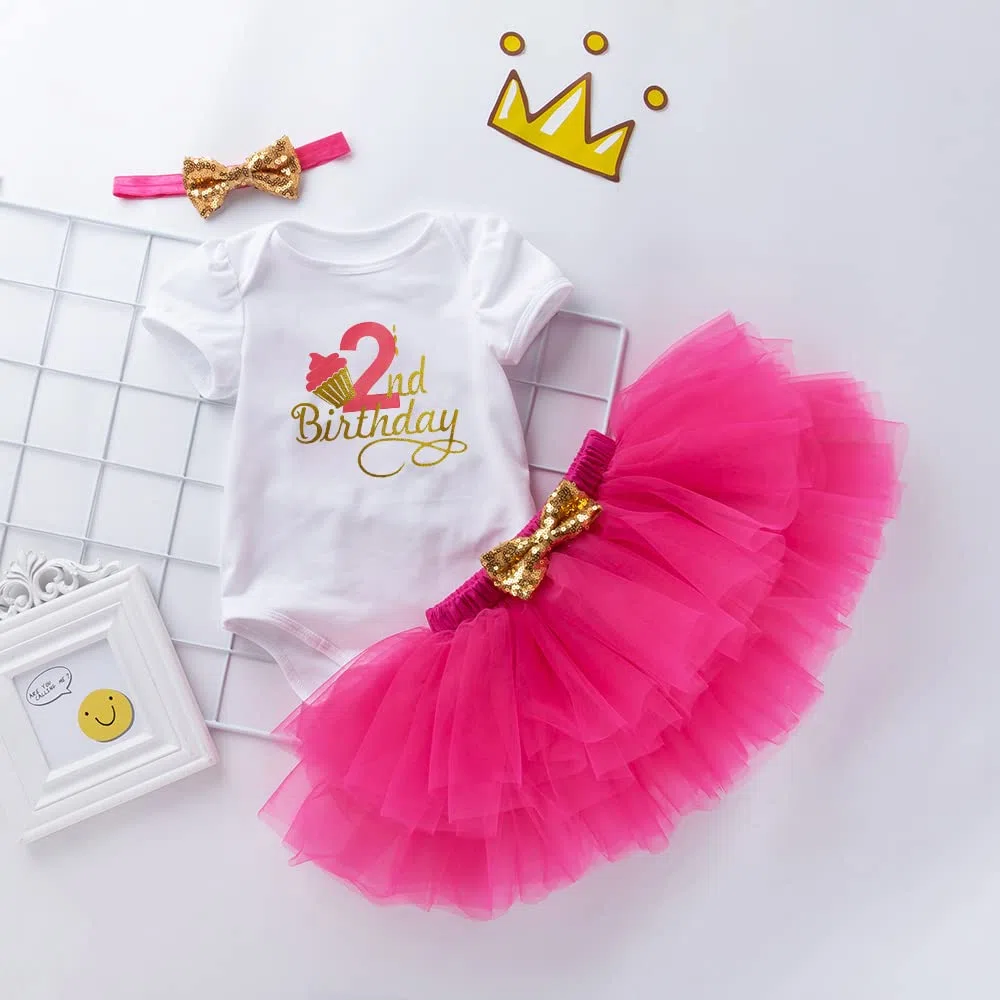 Baby Mädchen Mein 1. Geburtstag Outfits Kurzarm Cake Smash Rock Pailletten Tutu Prinzessin Kleid Kleidung Sets