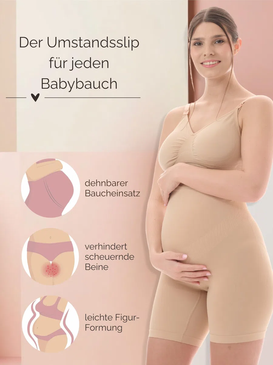 Herzmutter Umstandsslips nahtlos - OekoTex 100 - Langes Bein - Schwangerschafts Unterhose - Überbauch-Shorts-Unterwäsche - Seamless-Stützend - 1er & 2er Set - 5500