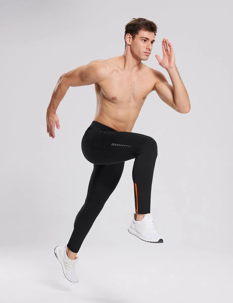 baleaf Thermo-Laufhose für Herren, Winter, Radhose, Fleece-gefüttert, Kompressionsleggings mit Reißverschlusstaschen, für kaltes Wetter