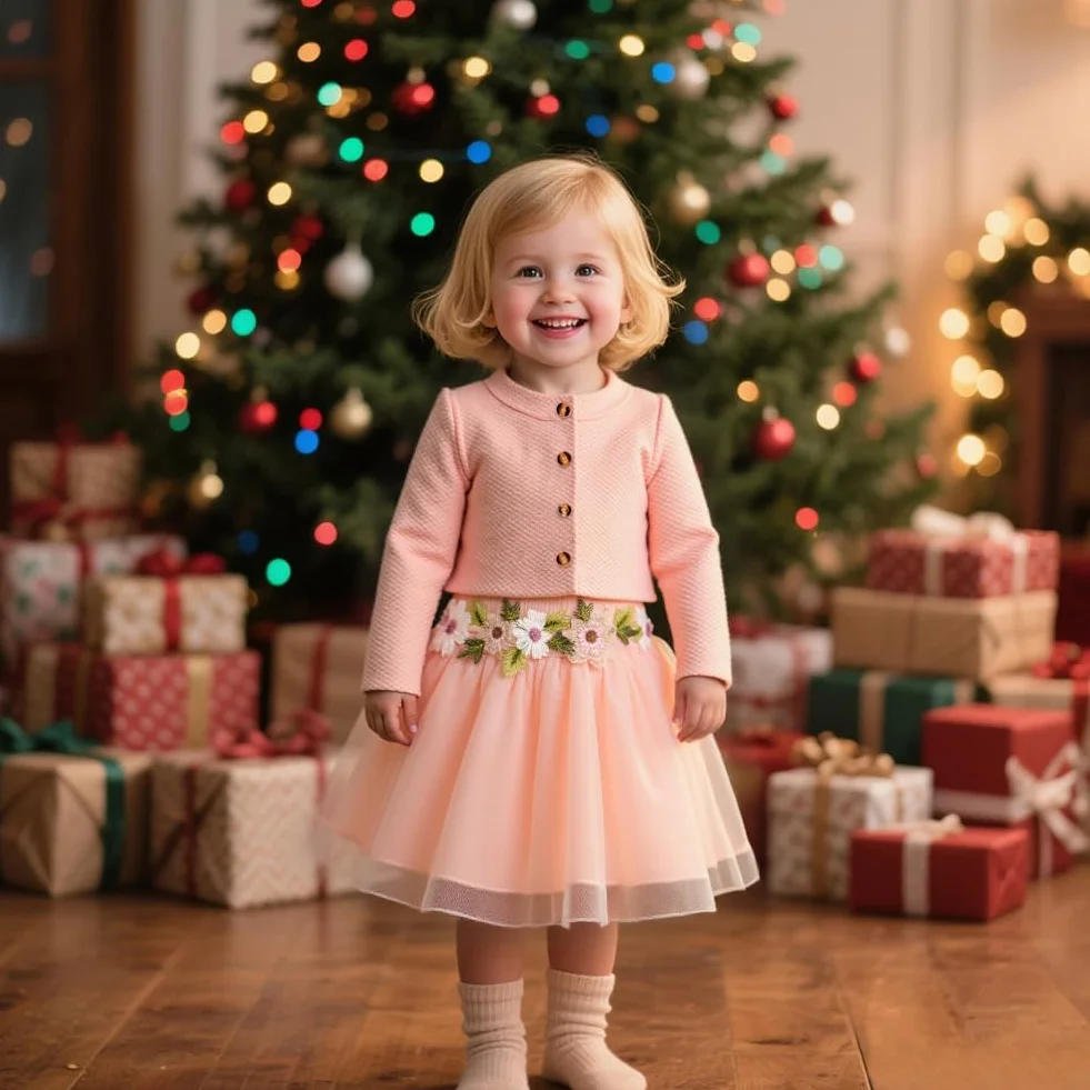 Vicloon Baby Mädchen Kleid mit Strickjacke Set, Baumwollkleid, Kleinkind Ärmellose Blumen Tüll Tutu Kleider und Langarm Waffel, 2 Stück ärmellosem Tüllkleid Outfit Set für Mädchen 6 Monate-2 Jahre