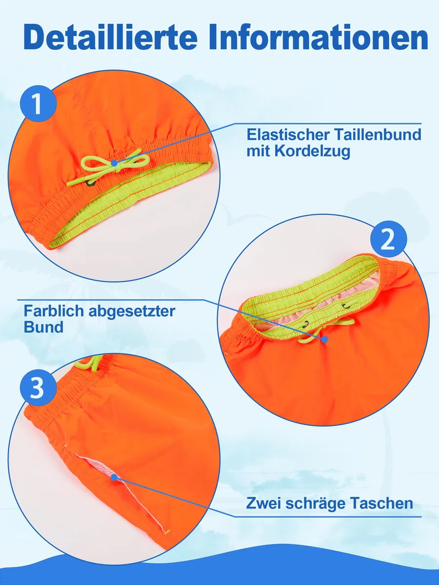 Badehose Jungen Boardshorts Kinder Musterwechsel Badeshorts mit Netzfutter Schwimmshorts