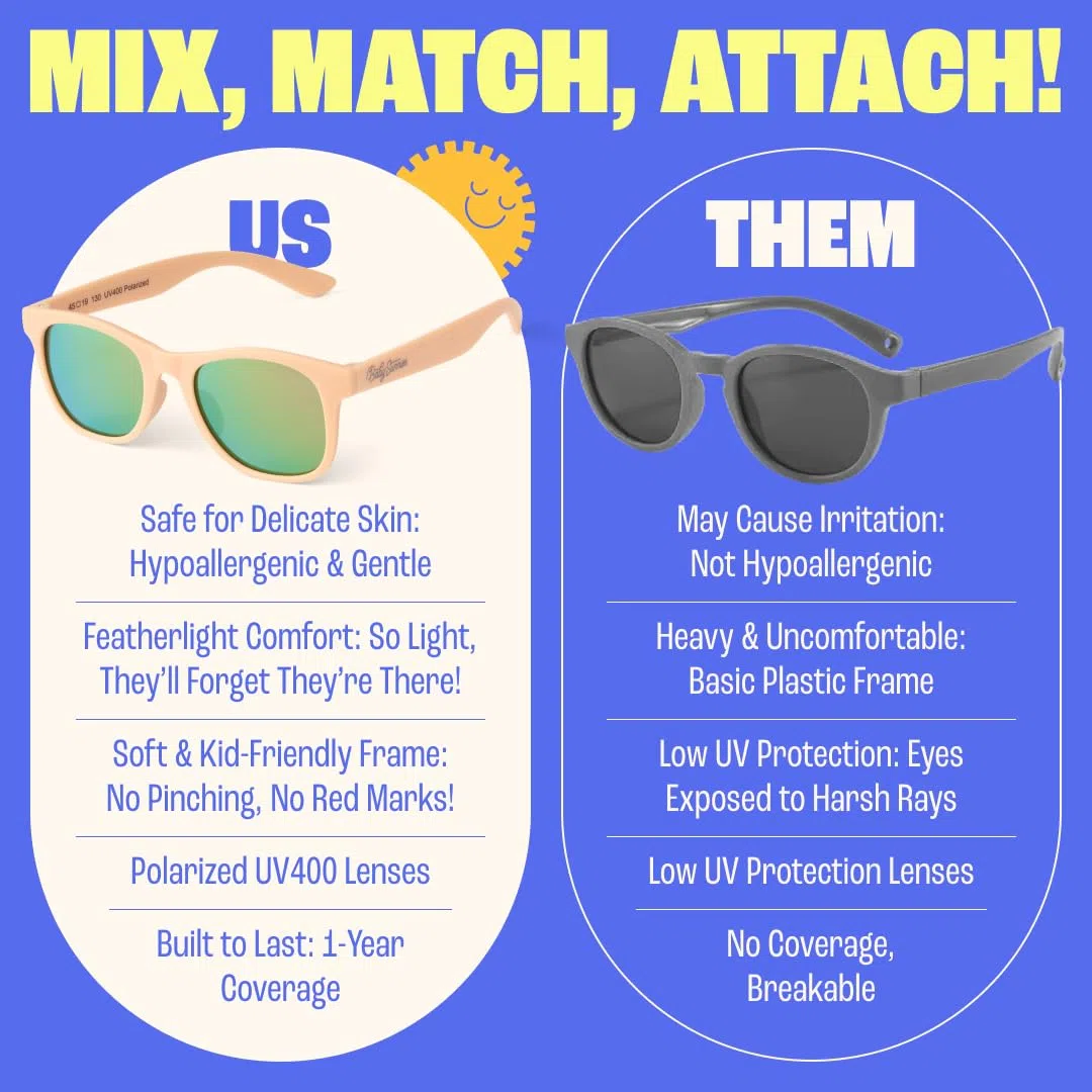 BABY SUNNIES Polarisierte Kleinkinder-Sonnenbrille ab 2 Jahre - 100% UV Schutz Sicherheit - Flexibler Rahmen - Bruchsicher