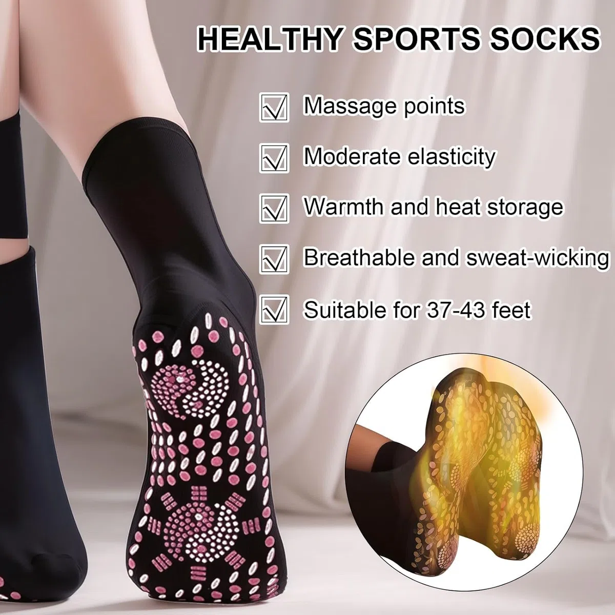 Turmalin Socken 5 Paar Schlankheits Gesundheitssocken Schlankheitssocken Turmalin Schlankheits Socken Neue selbsterwärmende Socken Winter warme Massage Turmalin Abnehmen Gesundheit Socke