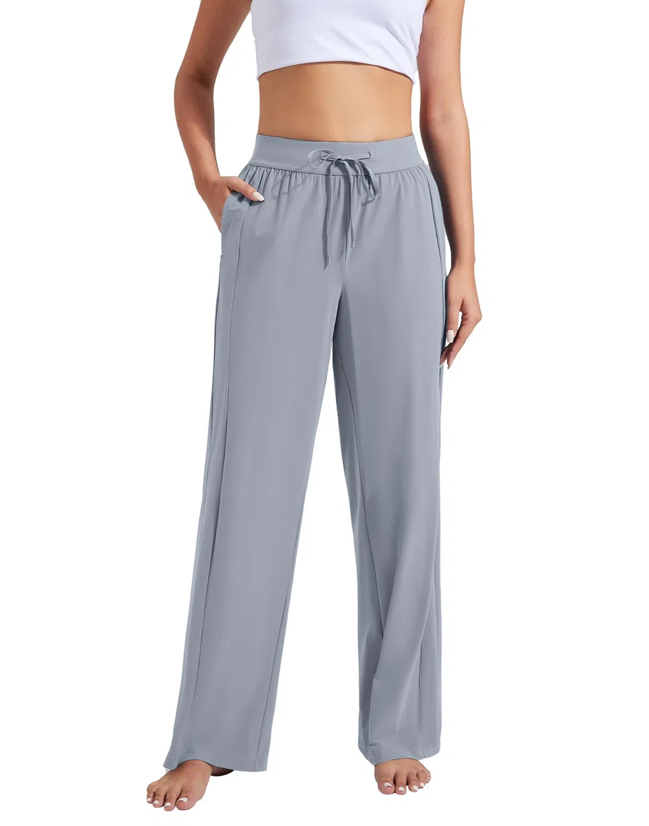 Pioneer Camp Jogginghose Weit Lang Sporthose Damen mit UPF100+ Sonnenschutz Freizeithose,Leicht Atmungsaktiv Stretch Bund Yogahose mit Kordelzug Taschen