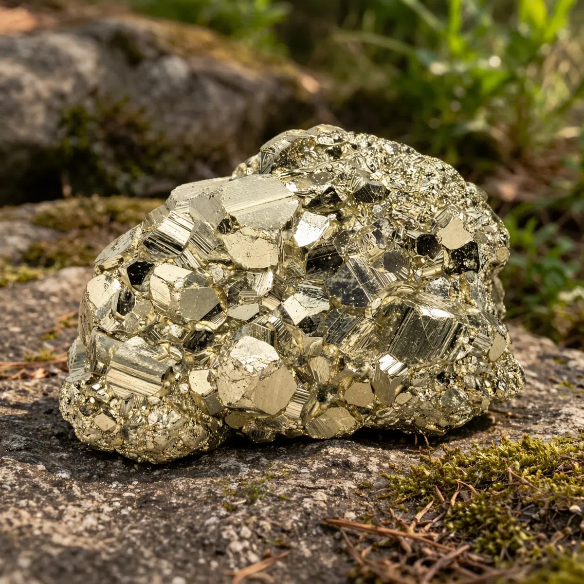 Pyrit Kristall Stufe | Katzengold | 100% natürliche Edelstein-Druse | Funkelnde Kristalle | Goldener Glanz | Edelstein-Deko | Lade und Entladestein | firstonthesun®