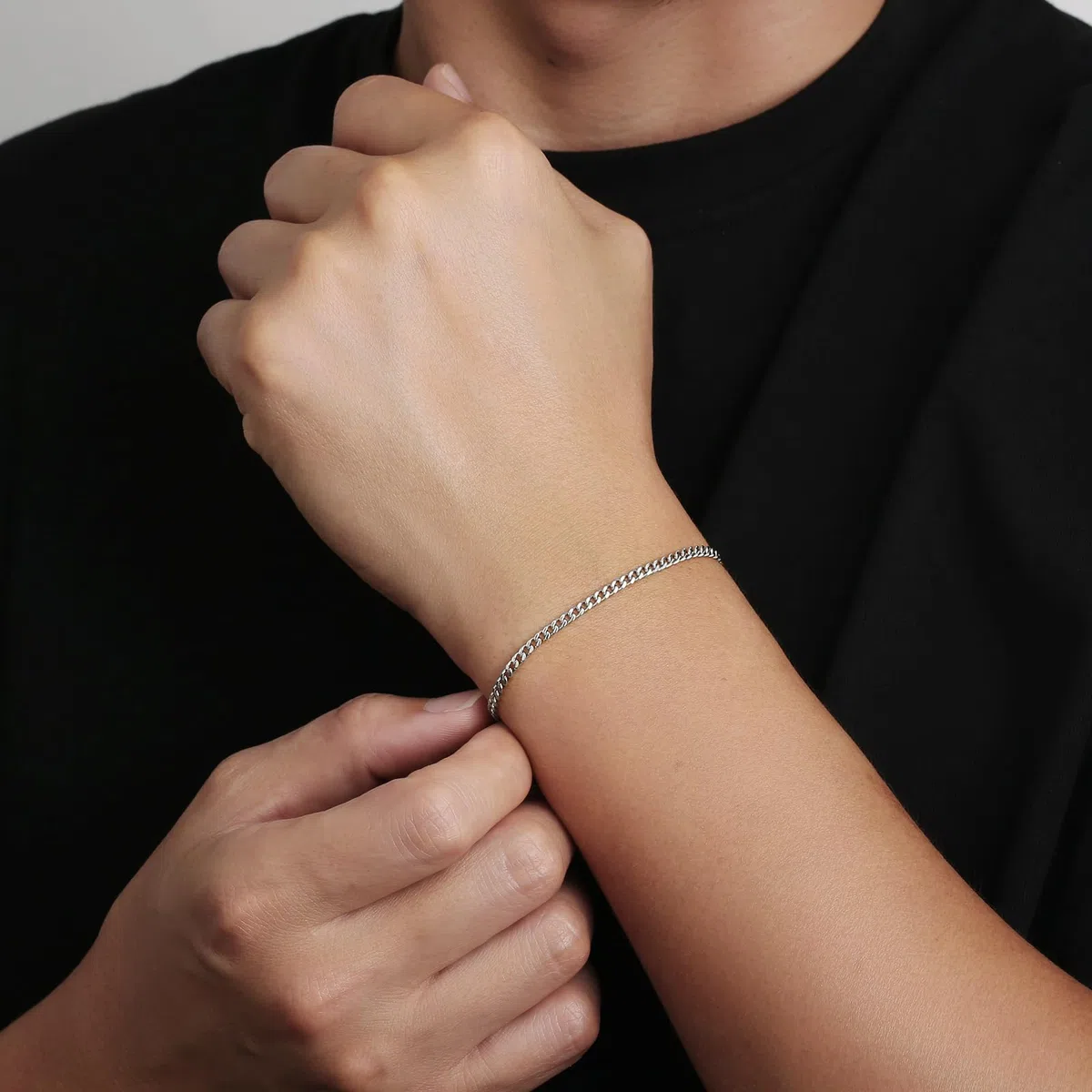 KRKC Herren Armband, 14K Gold Vergoldet/Silber Farbe 3/5/7/9mm Edelstahl Panzerkette Cuban Armband, Vatertag Geschenk Nickel-frei Rostfrei Armbänder für Männer Länge 17,8-22,9cm