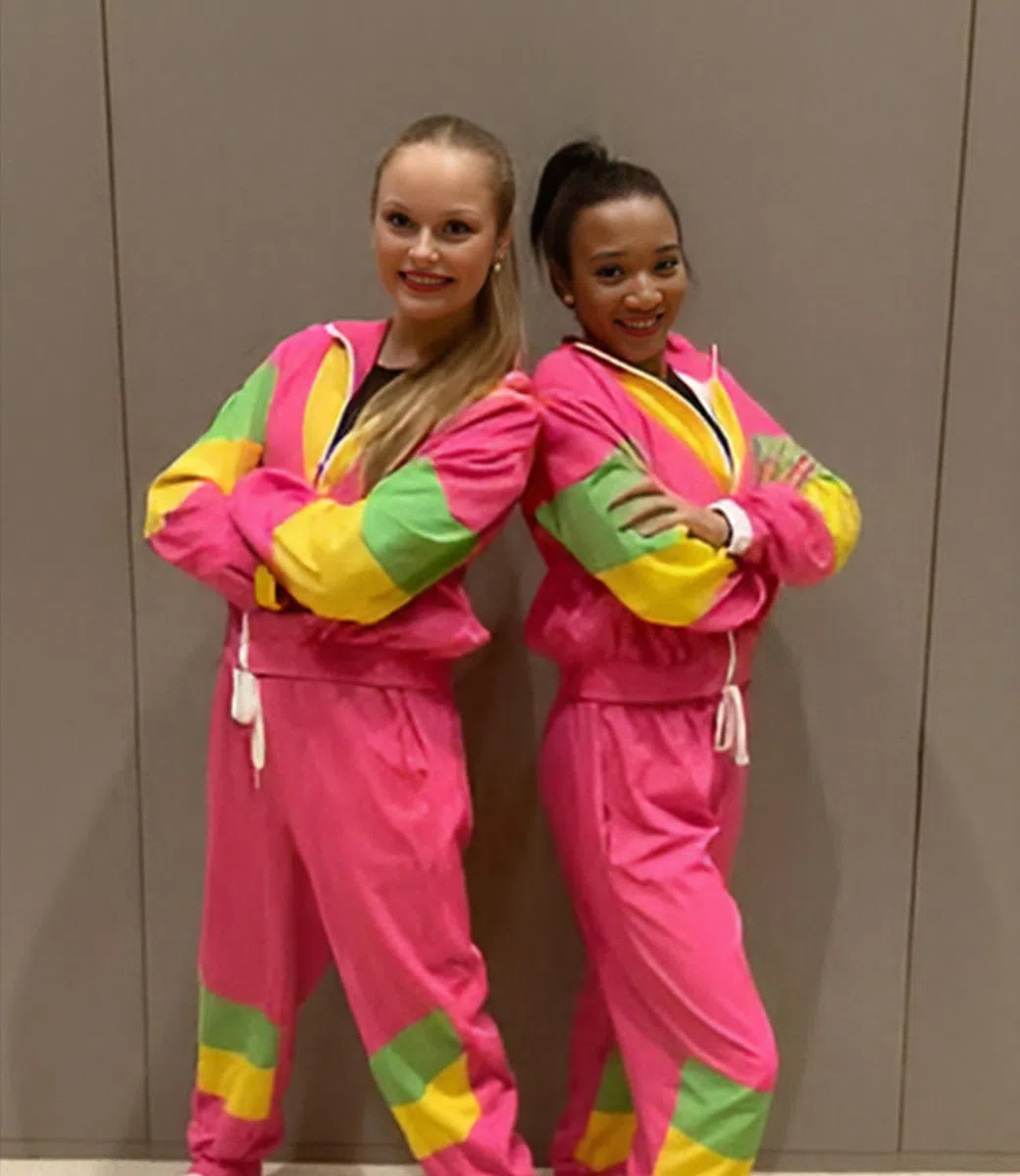 UOUA Frauen Farbe Block 2 Stück 80er 90er Outfits Langärmel Windbreaker Jacke Trainingsanzug Set