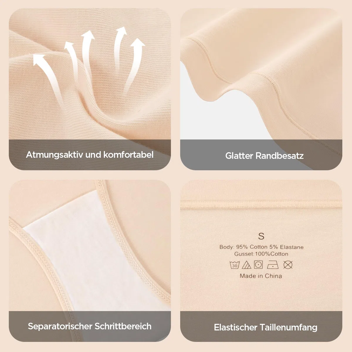Umstandsunterhosen Damen Umstandsmode Baumwolle für Schwangerschaft und Wochenbett weich atmungsaktiv 6er Pack Postpartum Slip