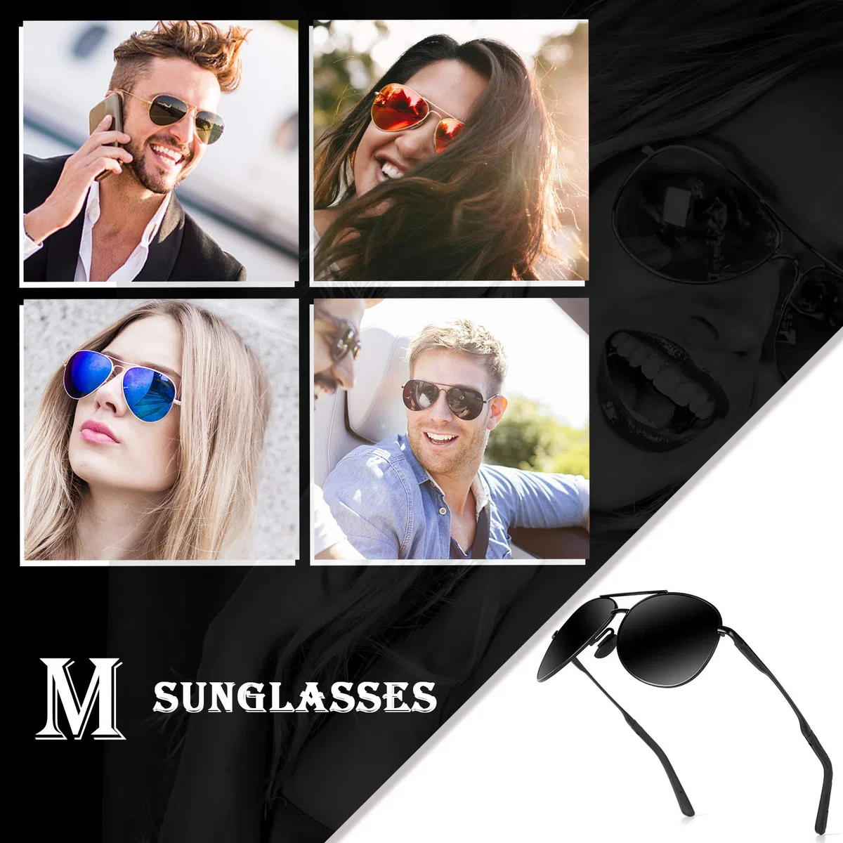 Sonnenbrille Herren Fahrerbrille Polarisiert Schwarz Polarisierte Herren Outdoor Vintage Unisex UV400 Fahren Stile