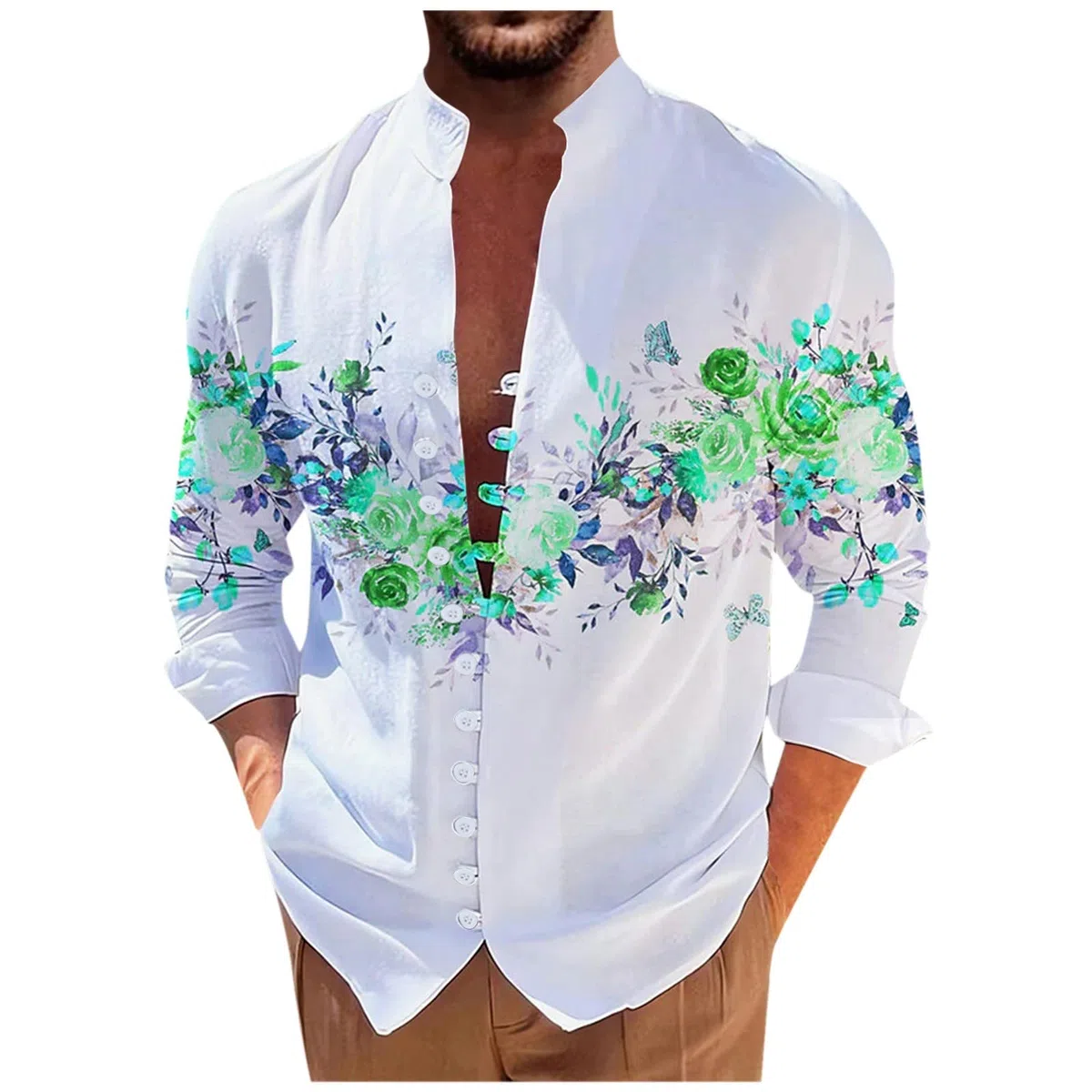 Generisch Hemd Oktoberfest Herren Langarm Trachten Freizeithemd Outfit, M-4XL