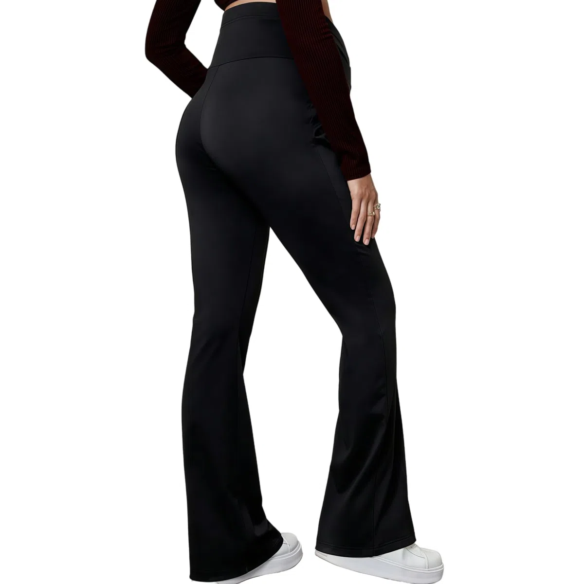 MANJIAMEI Weite Umstands Hose für Frauen Hoher Bund Weich Dehnbare Bauchbedeckende Schwangerschaftshose Trainings Sportbekleidung Freizeit Loungewear Weite Flared Hose