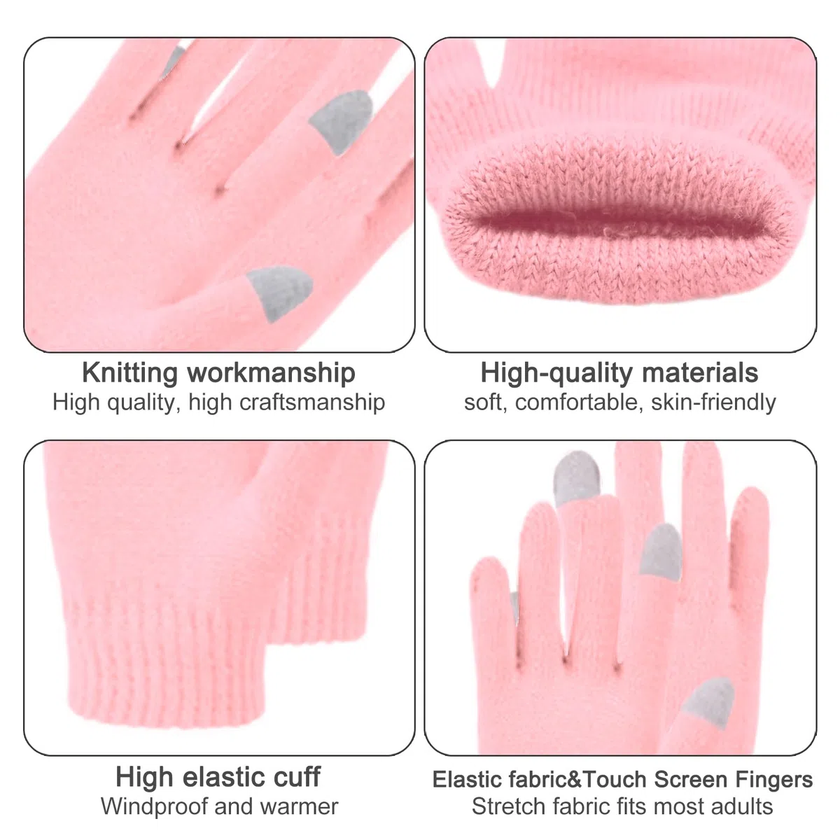 Enwokran 3 Stück Kinder Wintermützen Handschuhe Schal Set Beanie Mütze Knoten-Bogen Warme Gestrickte Touchscreen-Handschuhe Loop Schlauchschal für Jungen Mädchen 3-8 Jahre Outdoor Aktivitäten