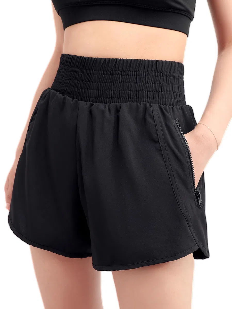 Sport Shorts Damen Sommer Laufshorts Damen 2 in 1 Kurze Sporthose High Waist Laufhose Schnelltrocknende Running Shorts Trainingshose mit Tasche